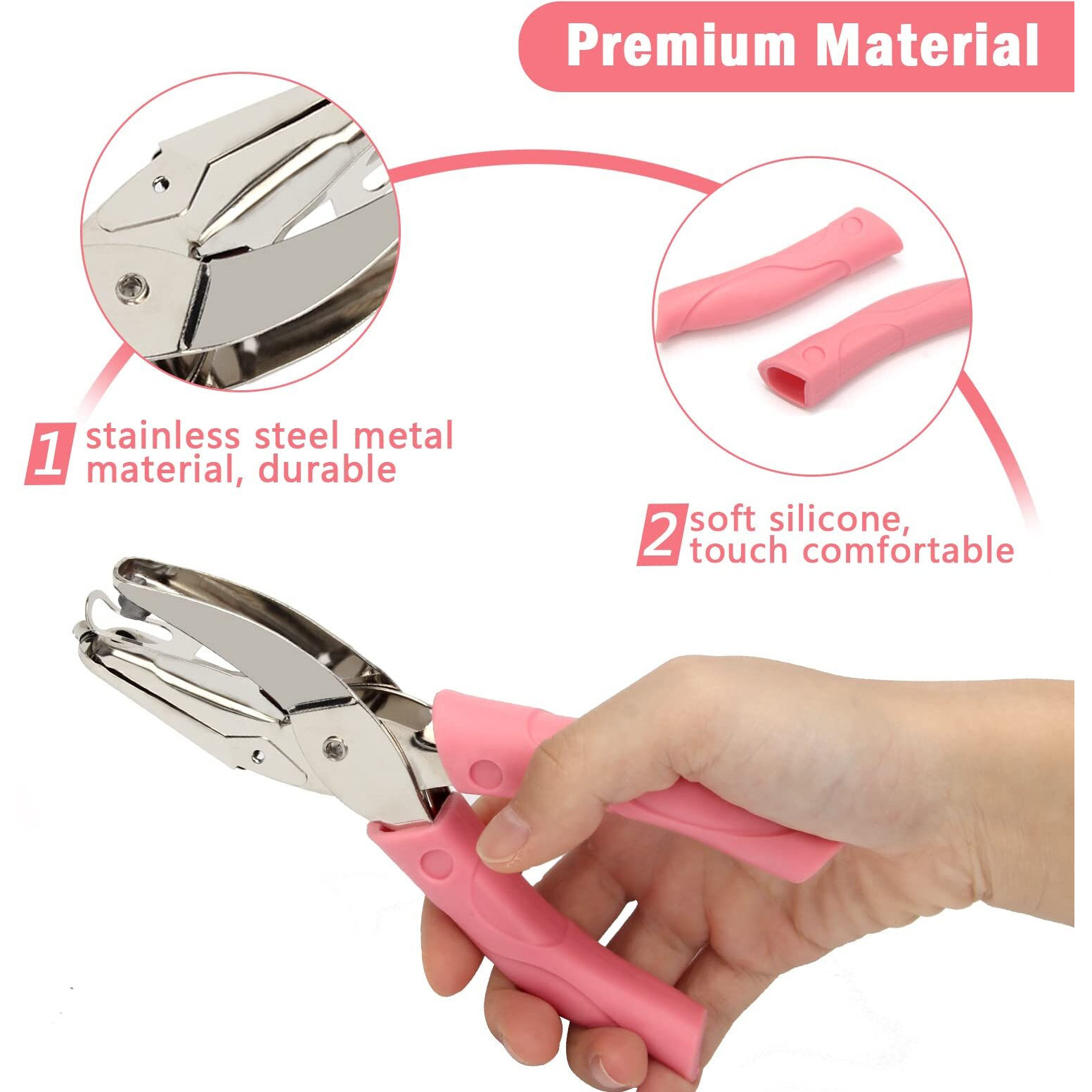 2 Pieces Handheld Hole Paper Punch, Pletpet Heart Hole Punch + Star Hole Punch 1/4 Inch Metal Single Hole Paper Punch, With Soft-Handled For Tags Clothing Ticket (Heart+Star) (Star+Heart)