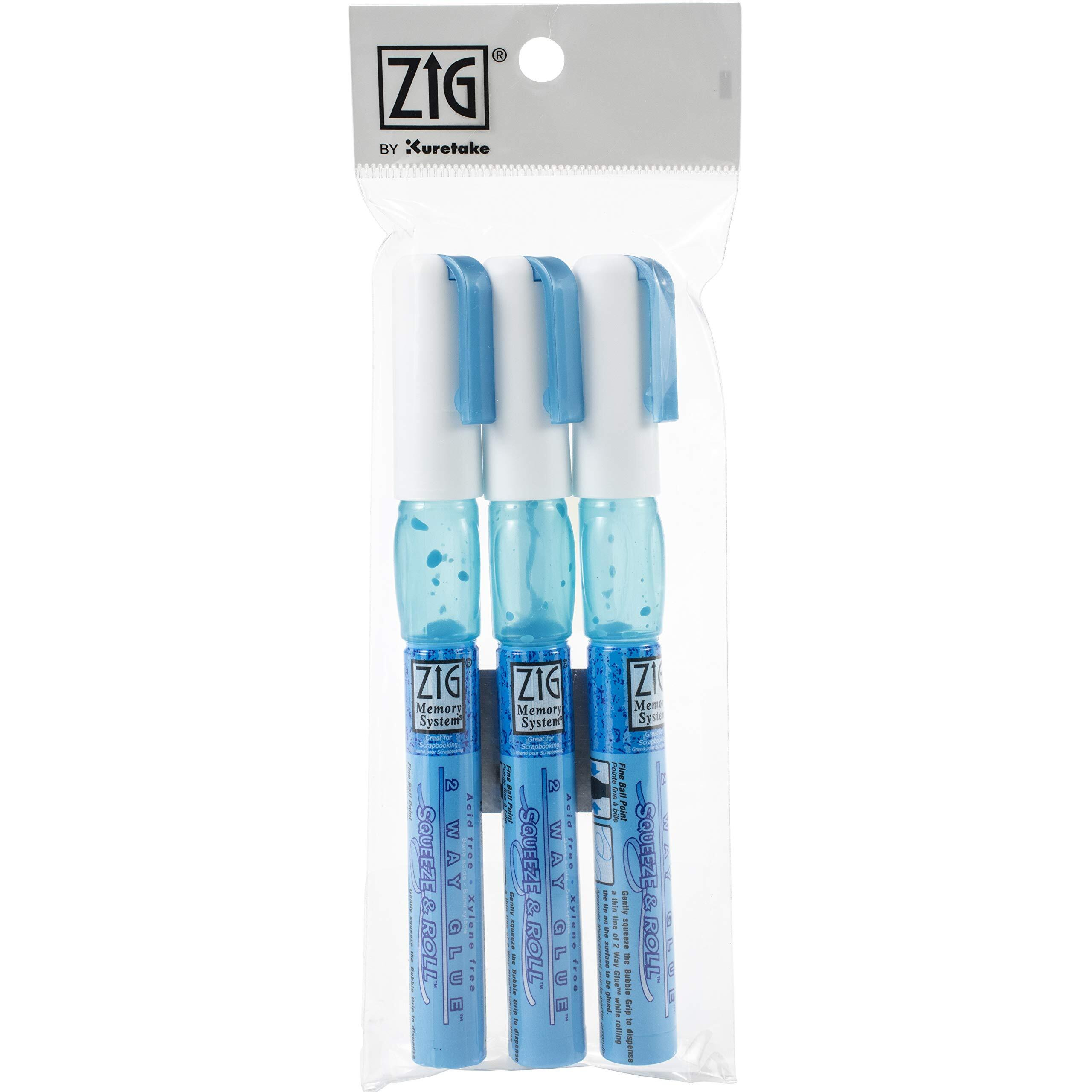 Kuretake Zig 2 Way Glue Pen 1Mm Ball Tip 3 Pcs Set, Adhesive For Kids, Adult, Artists, Crafting, Scrapbooking, Gift Card, Calligraphy, Made In Japan