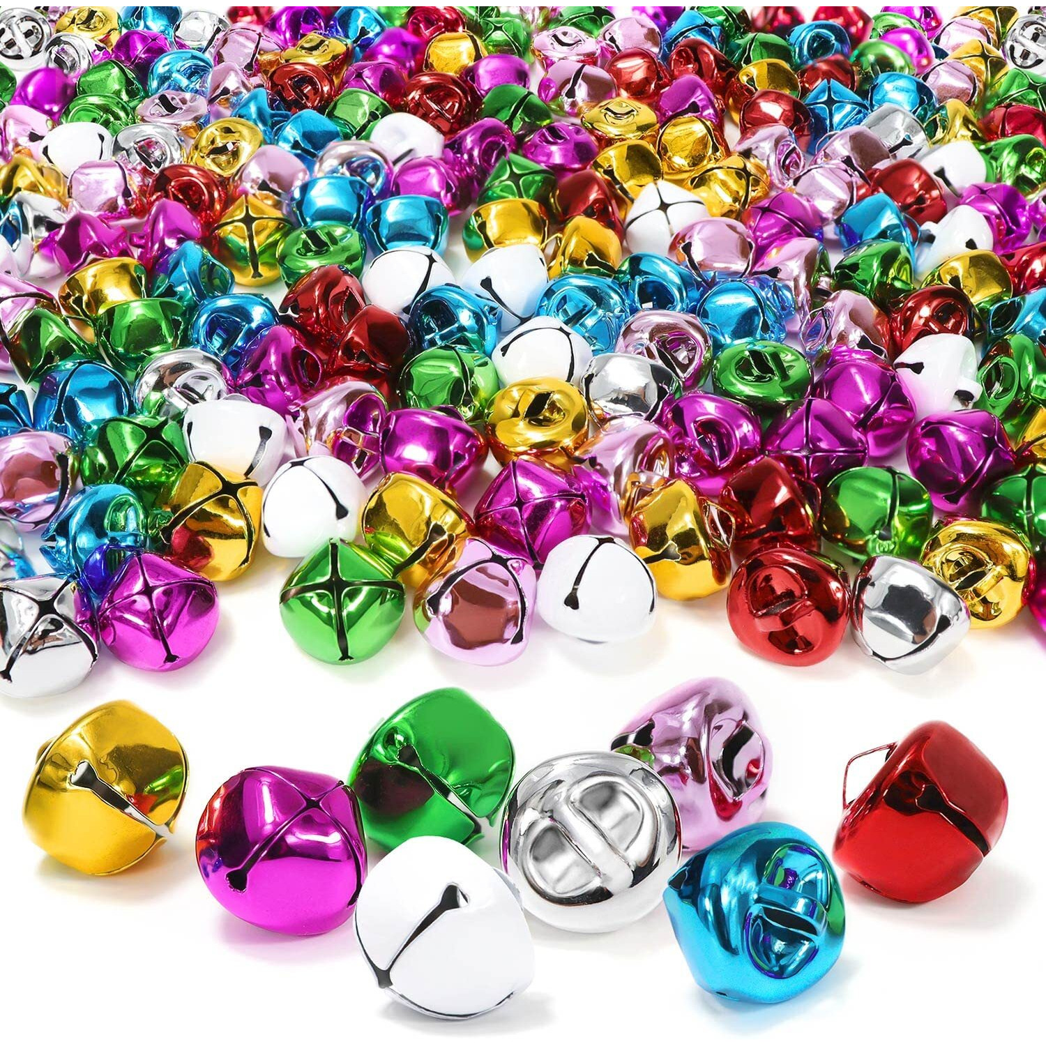 Jingle Bells For Crafts, 8 Colors Large Jingle Bells Christmas Jingle Bell, Cheerful Sound Craft Bells For Wreath, Holiday Home And Christmas Decoration, 0.6 Inch, 120 Pcs