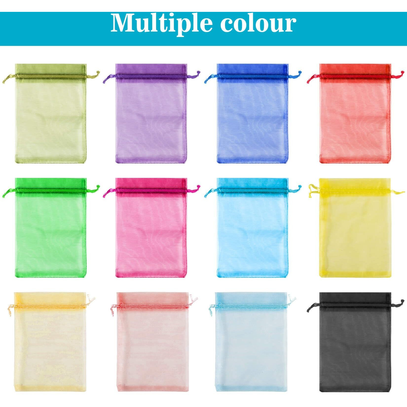 Sukh 120Pcs Organza Bags 4''X6'' - Muticolor Small Sachet Jewelry Gift Favor Bags Drawstring Mesh Bags Gifts Valentines Wedding Eid Mubarak Halloween Eve Christmas New Year Party Candy Fruit Wrap Bulk