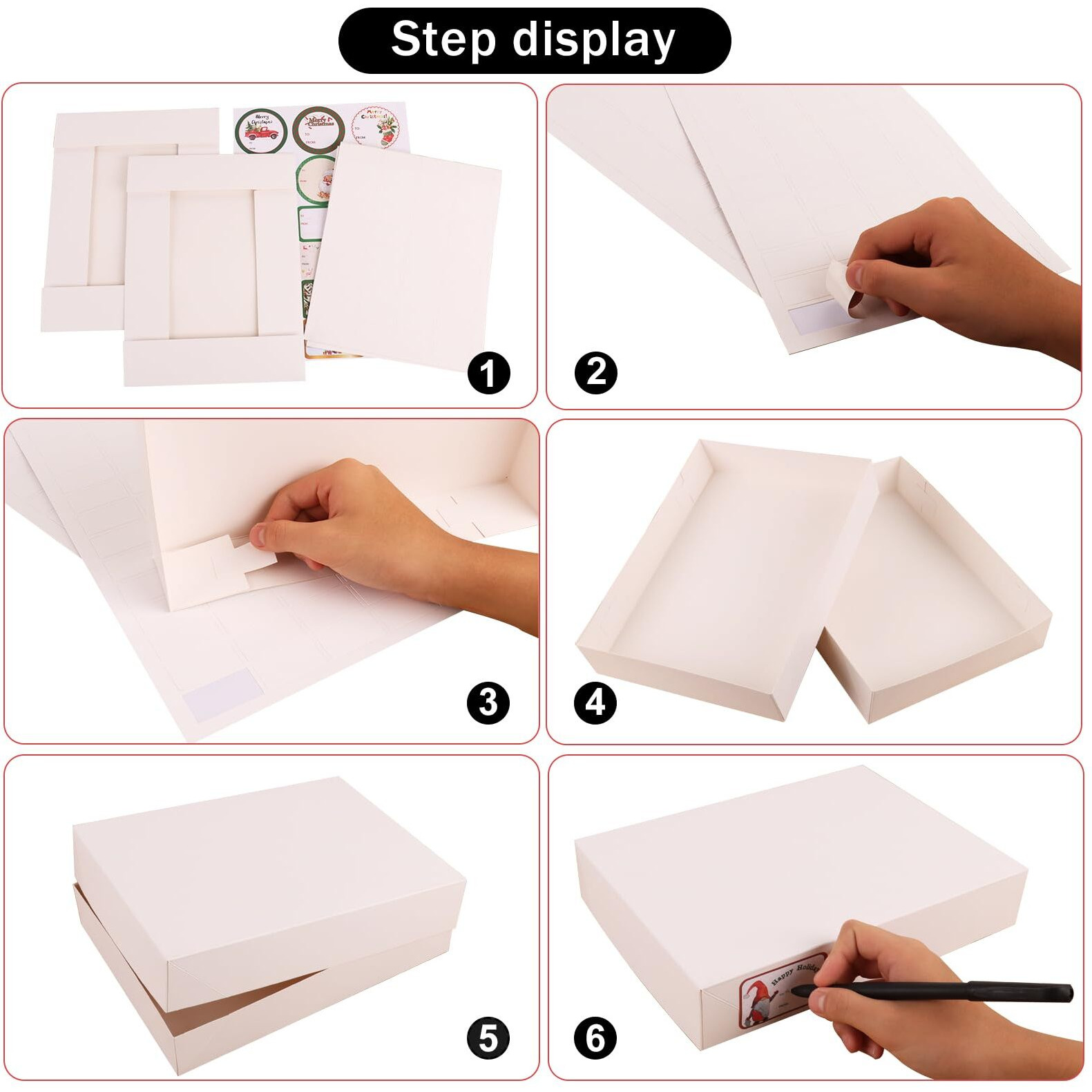 Giiffu18 Pack White Gift Boxes Bulk For Gifts, Paper Gift Boxes With Lids, 4 Sizes With 18 Christmas Tags, For Wrapping Presents Christmas, Holidays, Birthdays, Party