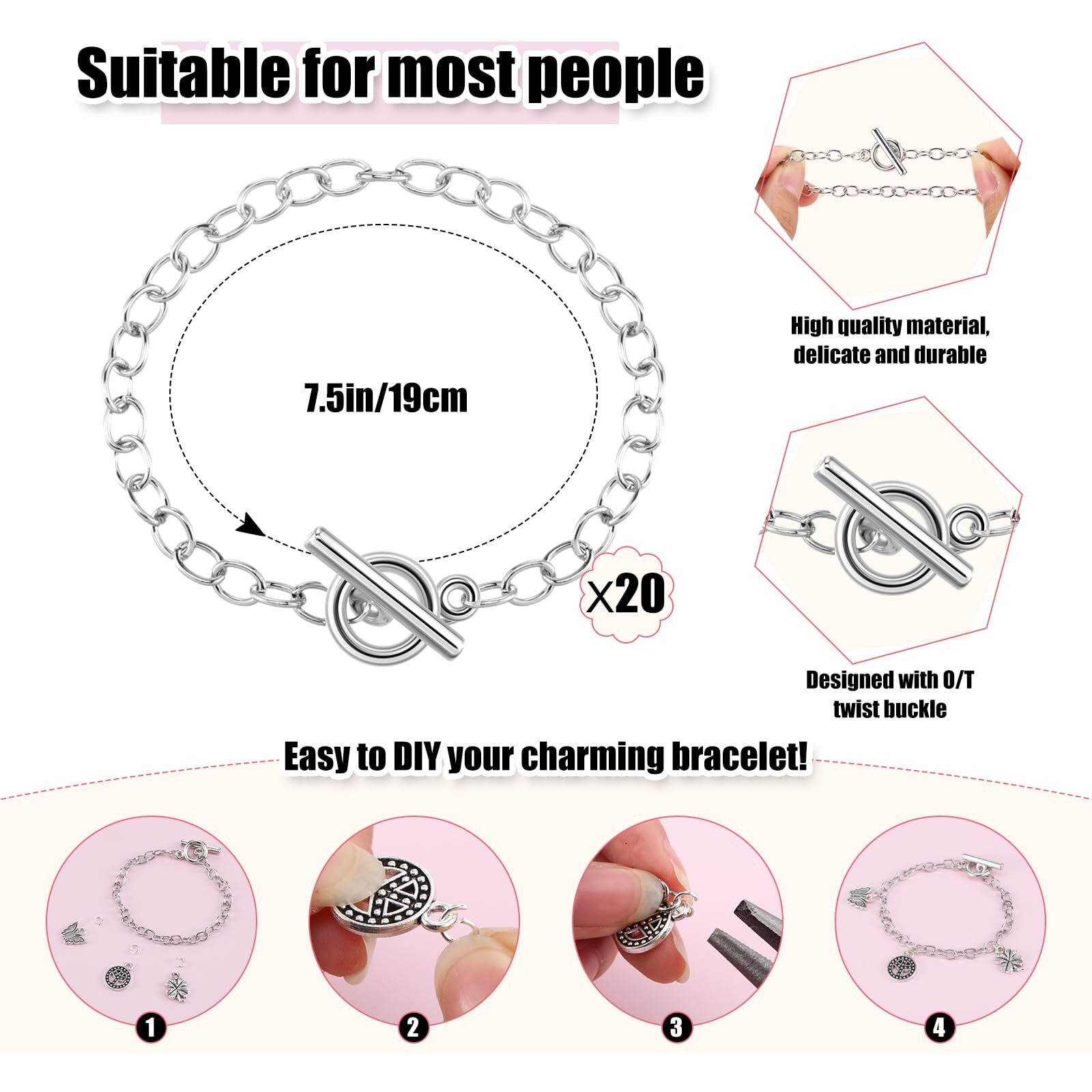 Riceshoot 321 Pcs Charm Bracelet Making Kit Bracelet Chains With Ot Toggle Clasp Gold Enamel Pendants Mixed Tibetan Silver Plastic Storage Box And Open Jump Rings For Women Girls Diy Jewelry Making