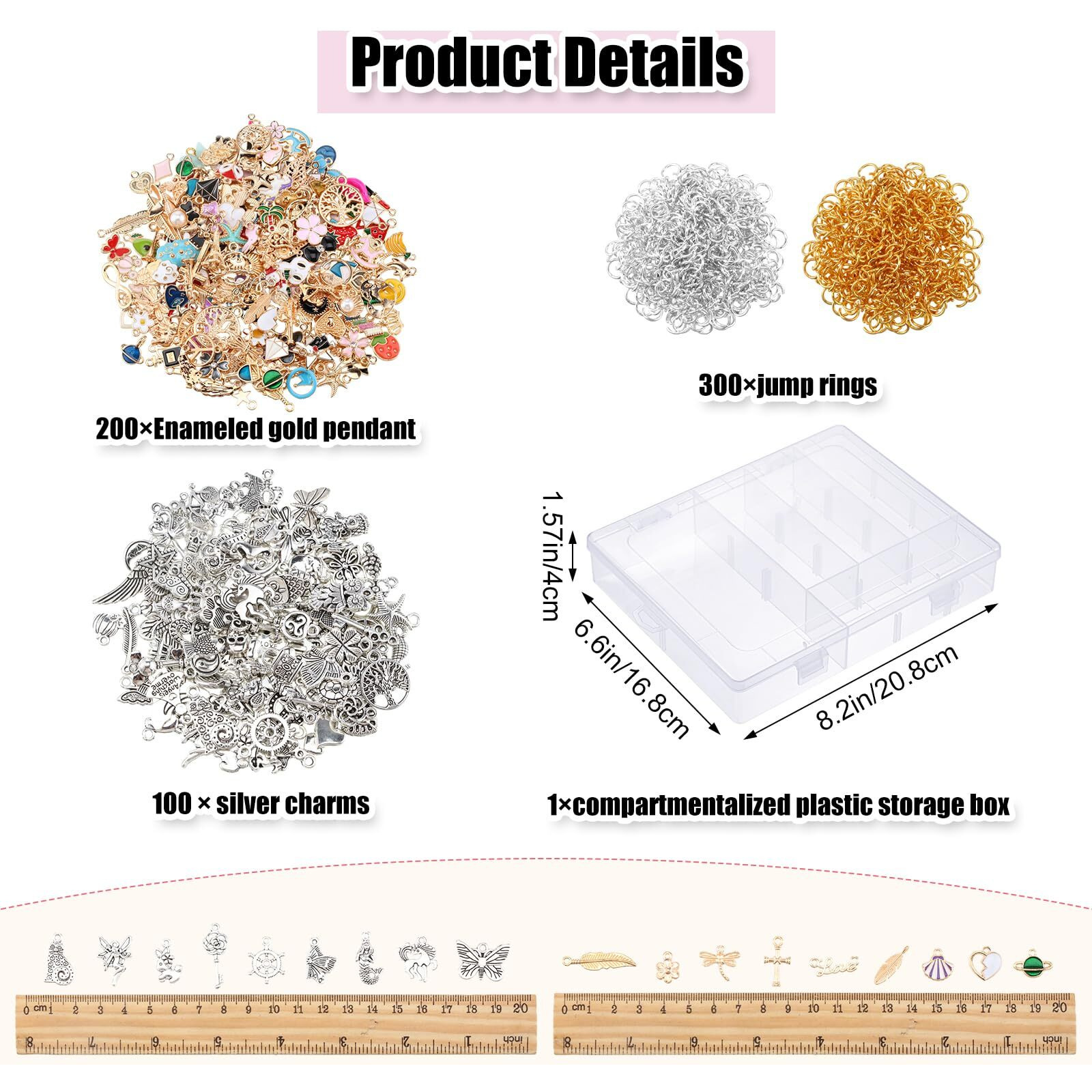 Riceshoot 321 Pcs Charm Bracelet Making Kit Bracelet Chains With Ot Toggle Clasp Gold Enamel Pendants Mixed Tibetan Silver Plastic Storage Box And Open Jump Rings For Women Girls Diy Jewelry Making