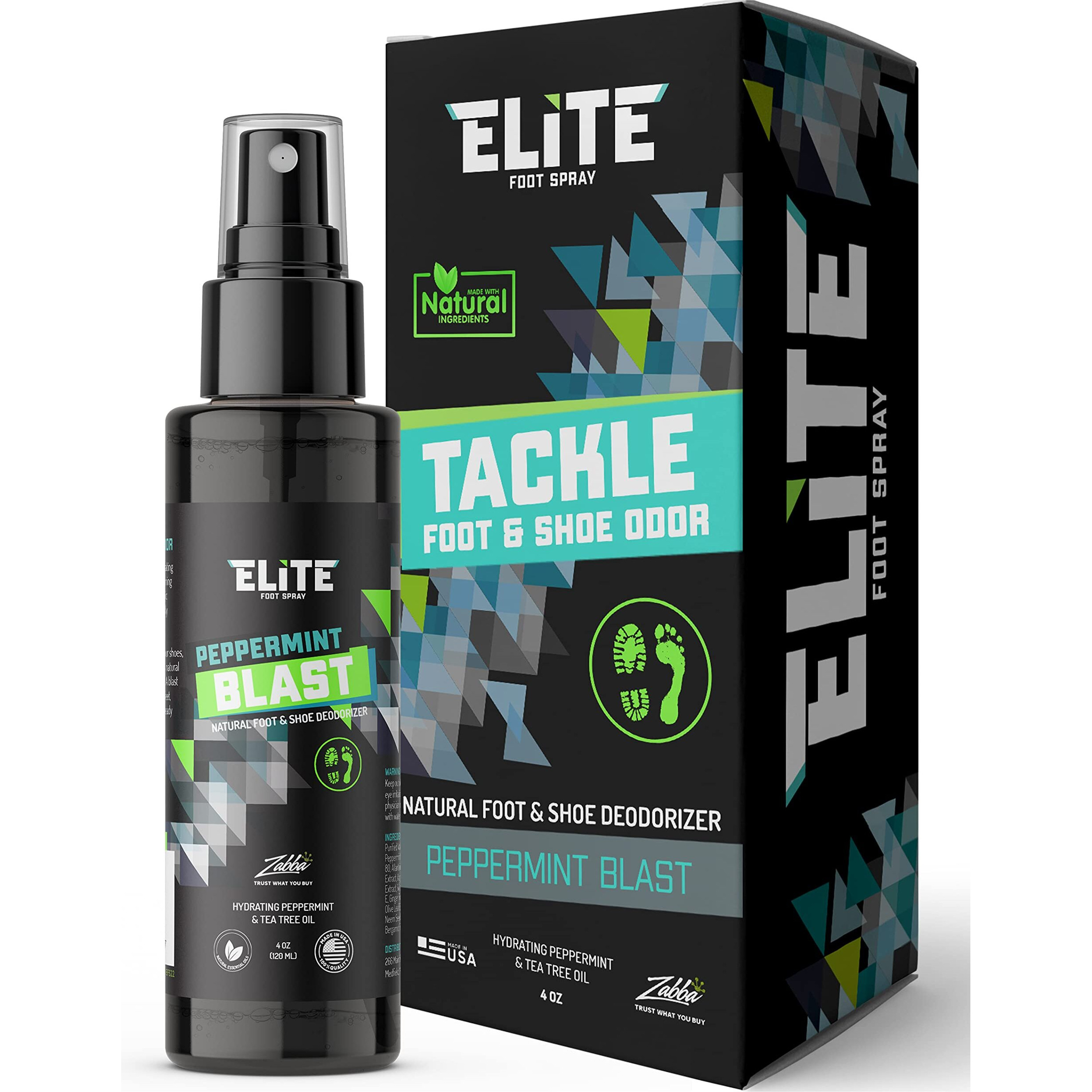 Elite Sportz Shoe Deodorizer - 4 Oz Foot Spray And Shoe Odor Eliminator - No More Smelly Shoes Or Stinky Feet With Our Peppermint Shoe Freshener