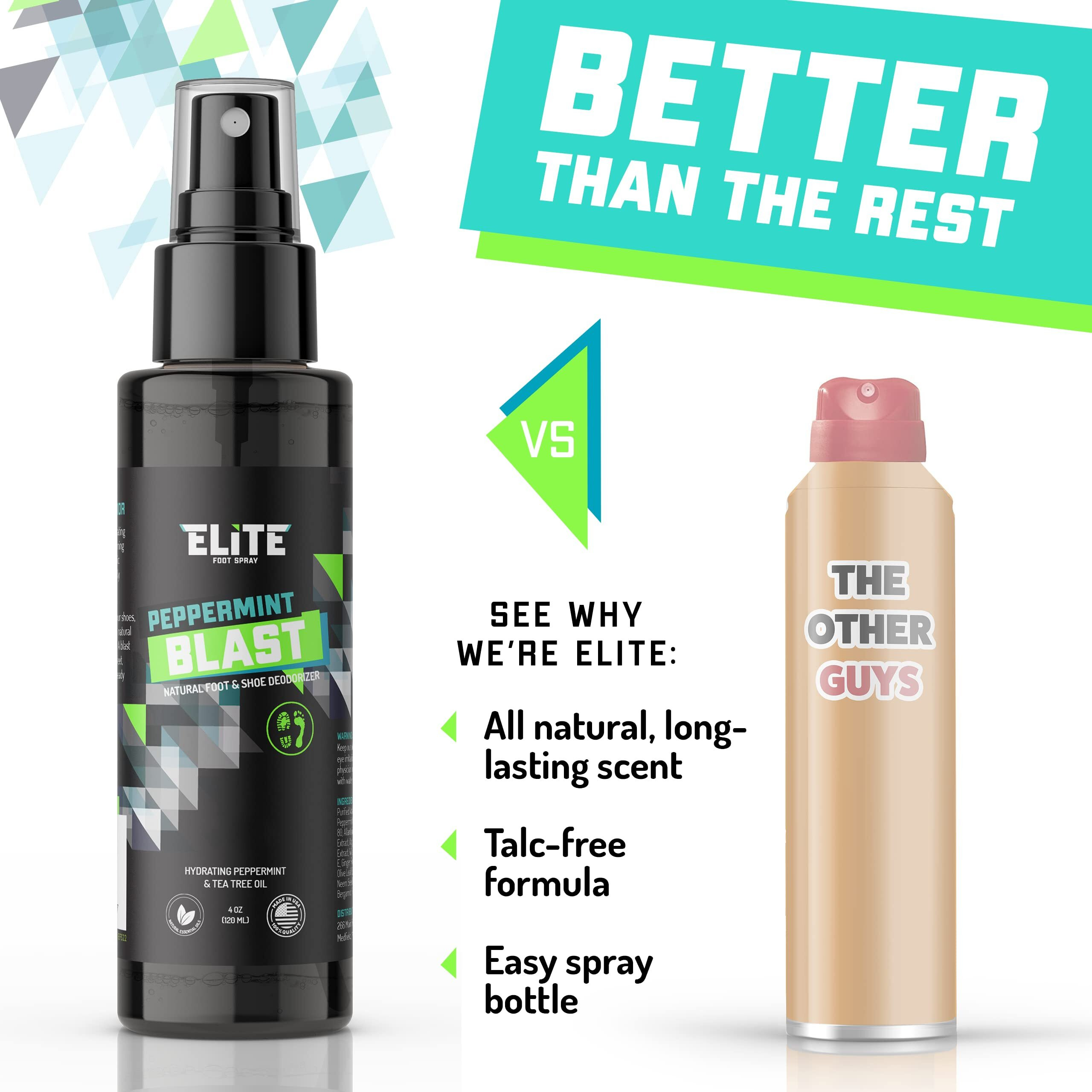 Elite Sportz Shoe Deodorizer - 4 Oz Foot Spray And Shoe Odor Eliminator - No More Smelly Shoes Or Stinky Feet With Our Peppermint Shoe Freshener