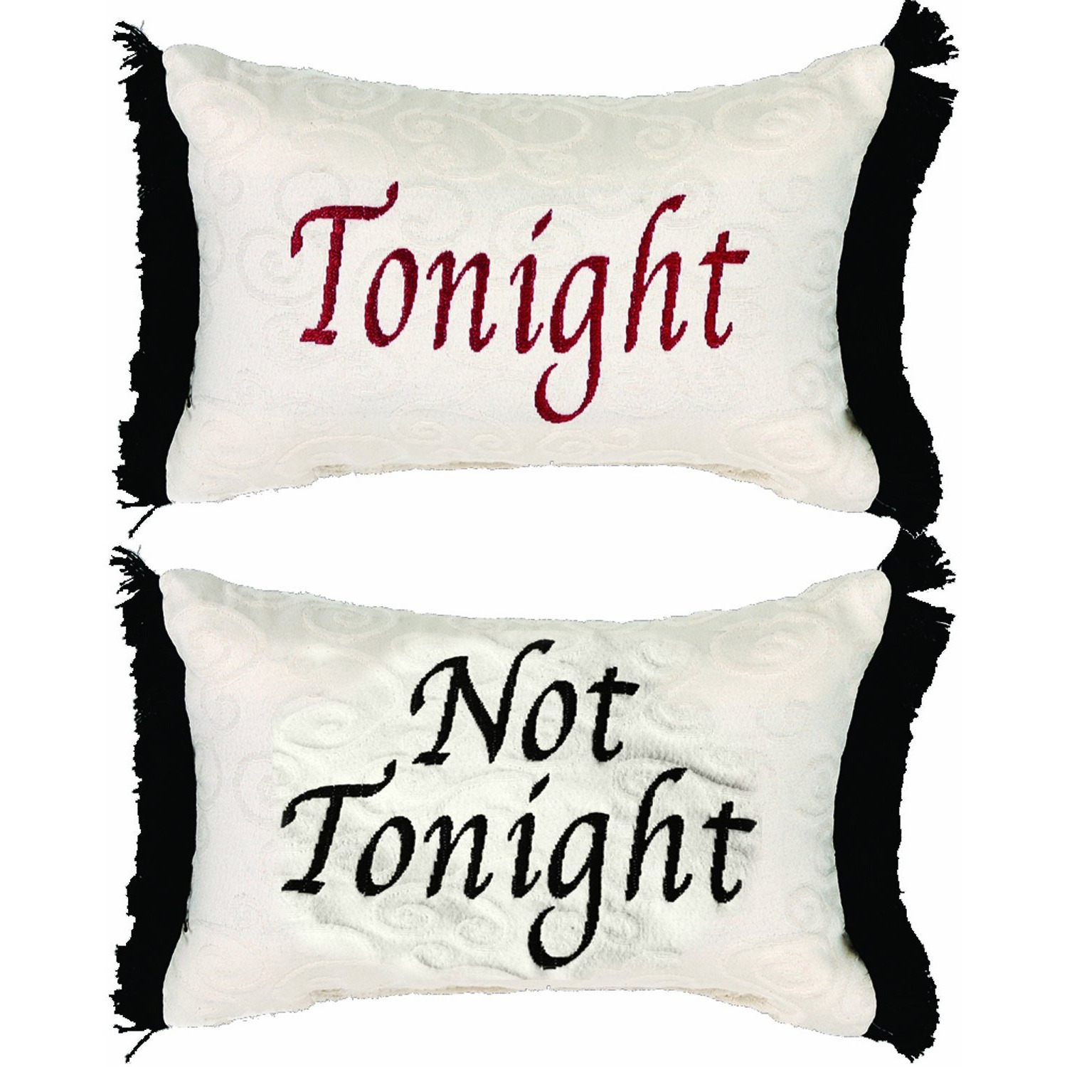 Manual 12.5 X 8.5-Inch Decorative Throw Pillow, Tonight Or Not Tonight Reversible Damask
