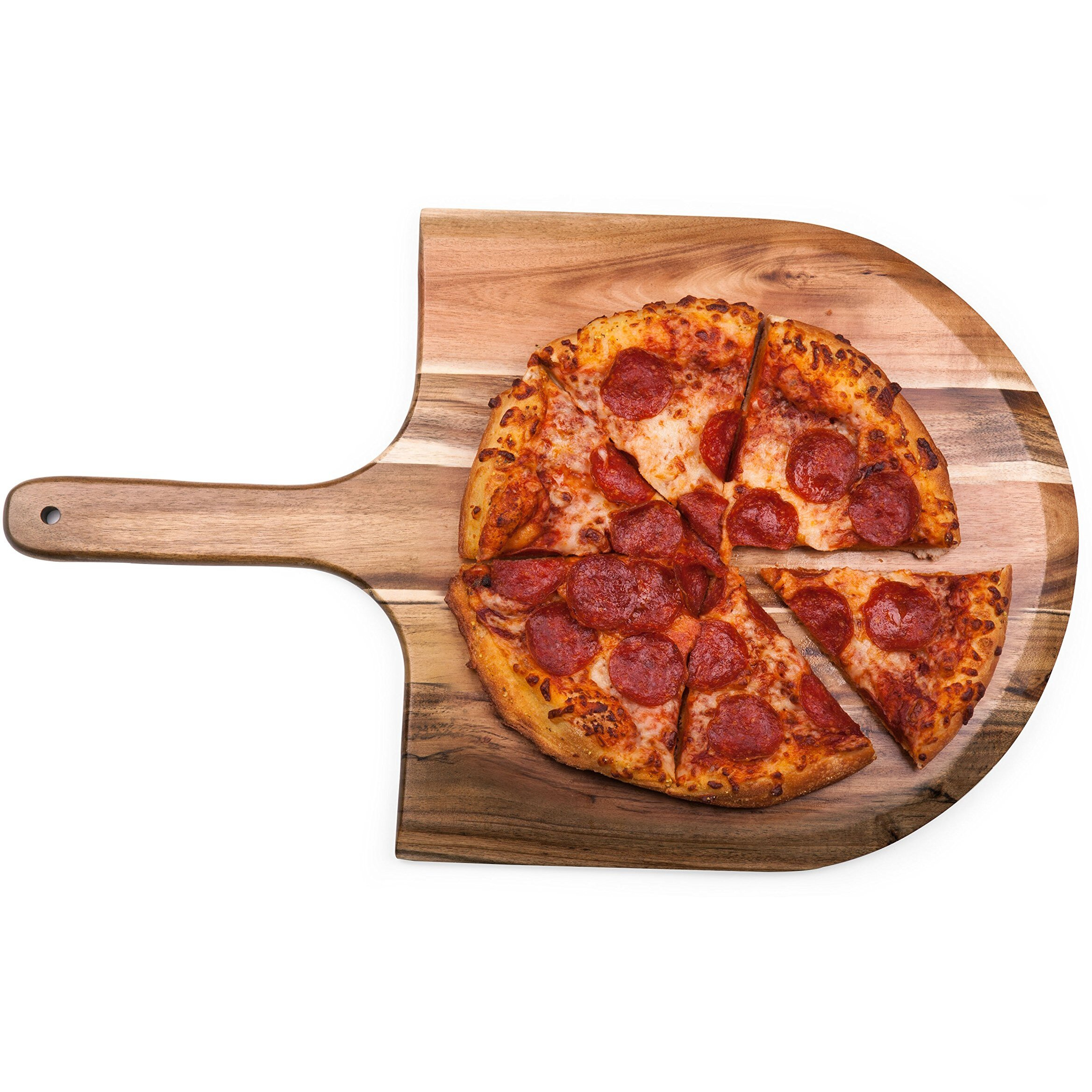 Toscana - A Picnic Time Brand Pizza Peel Paddle Serving Trays & Platters, One Size, Acacia Wood