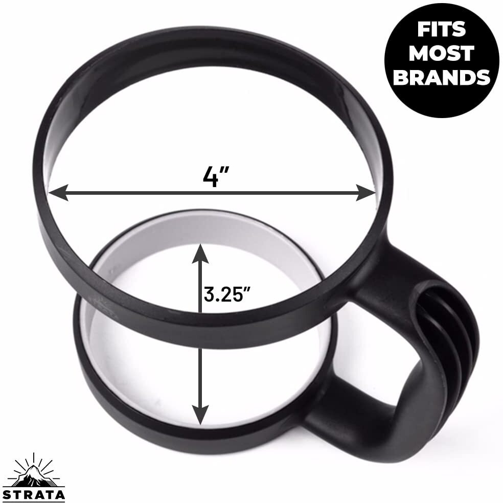 Strata Cups 30 Oz Tumbler Handle - Available For 30 Oz Yeti Tumbler, Ozark Trail Tumbler, Rambler Tumbler- Bpa Free (Black)