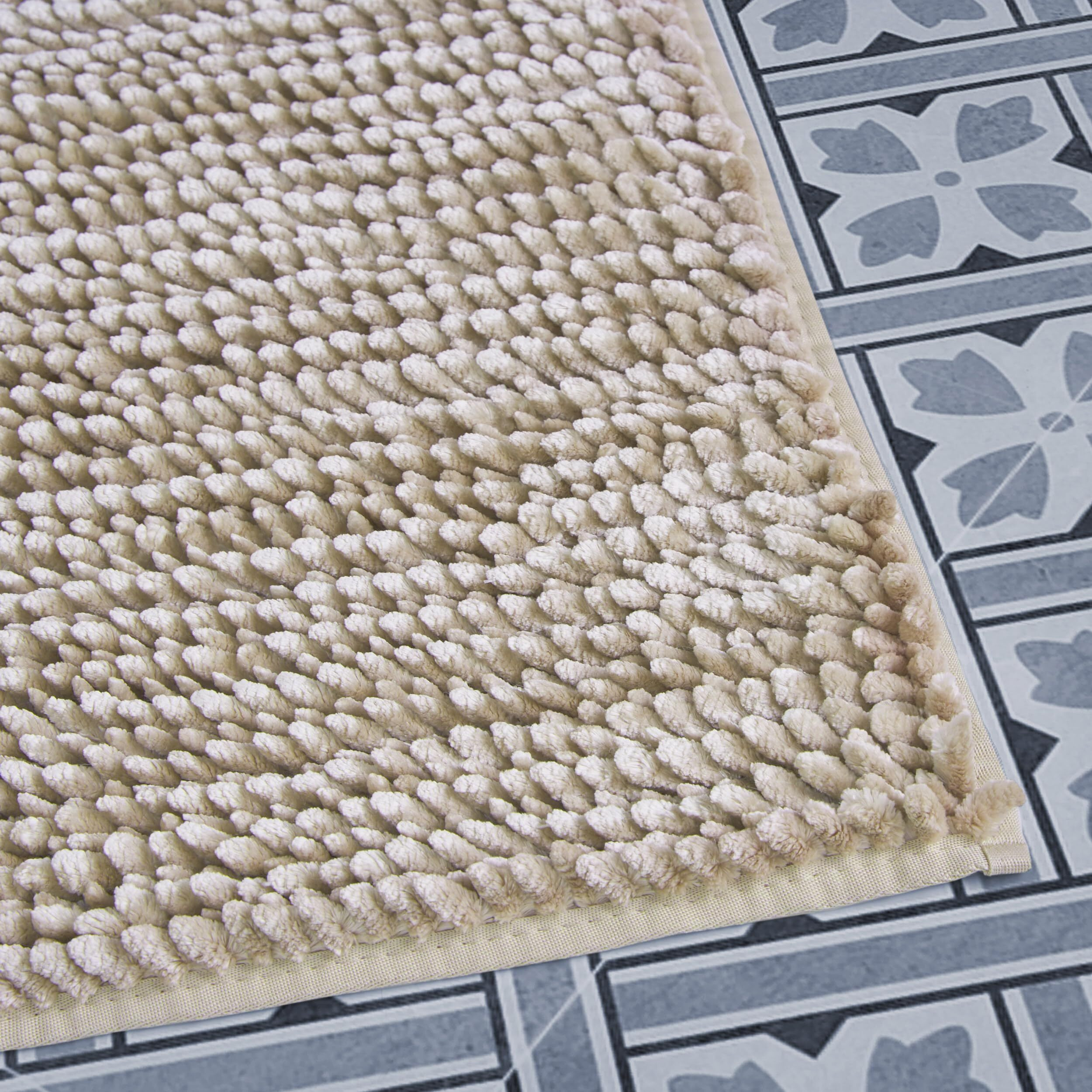 Laura Ashley Butter Chenille 17"" X 24"" Bath Mat, Linen