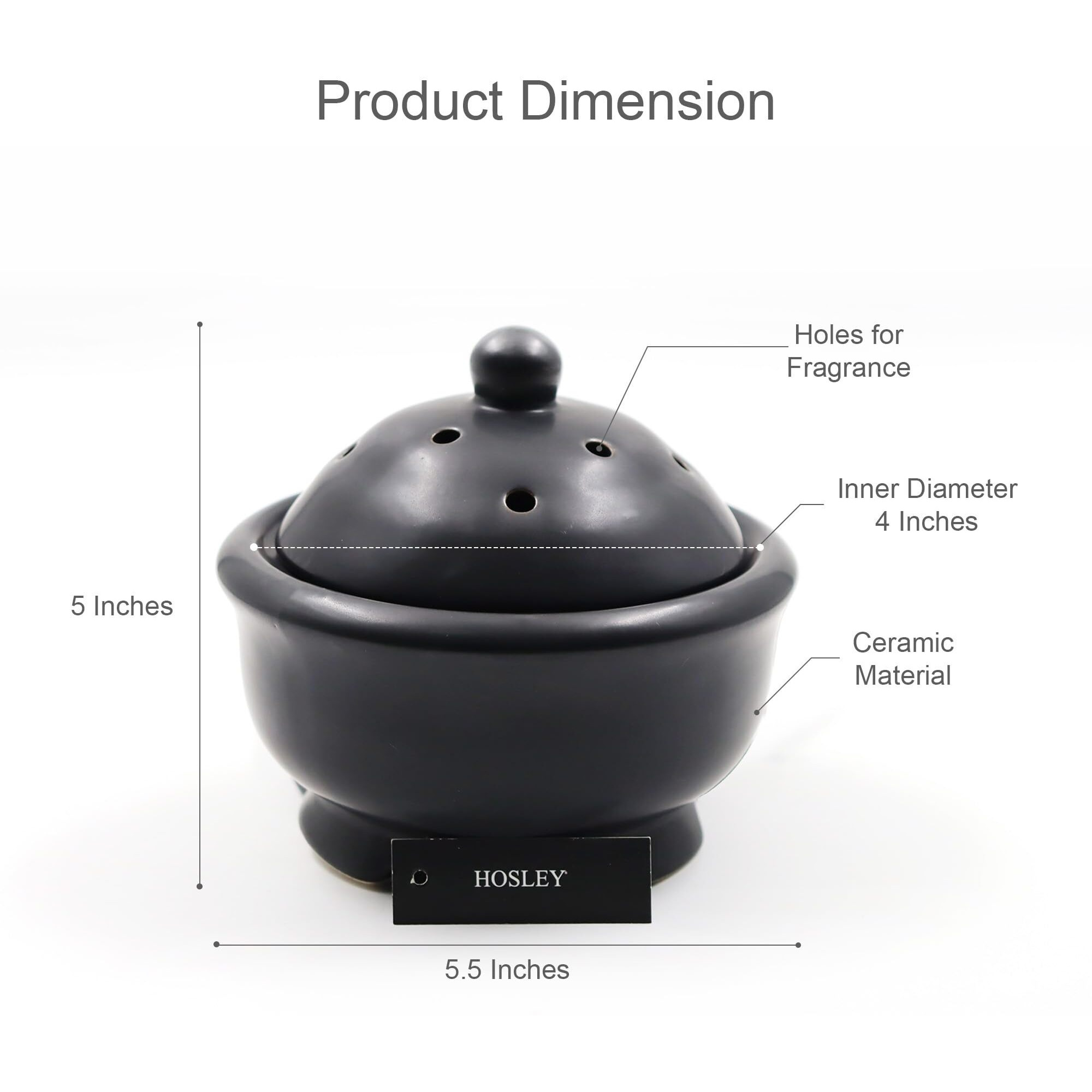 Hosley Enchanting Aromas 5"" High Electric Liquid Potpourri Pot Ceramic Warmer 110 Volts Stylish Home Fragrance Solution Compact Decor Accent For Customizable Scents Plug-And-Play Convenience For Cozy