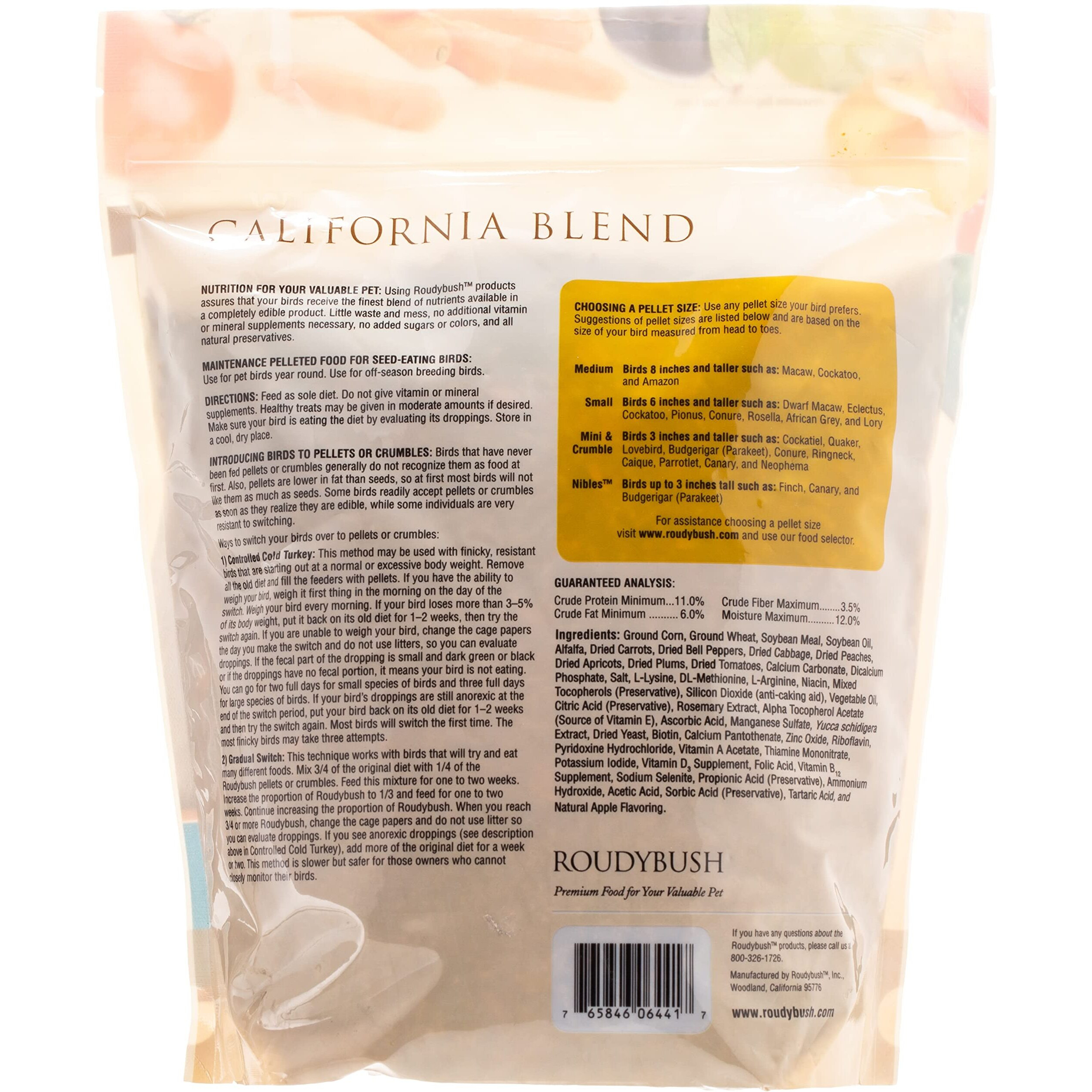 Roudybush California Blend Bird Food, Mini, 44-Ounce