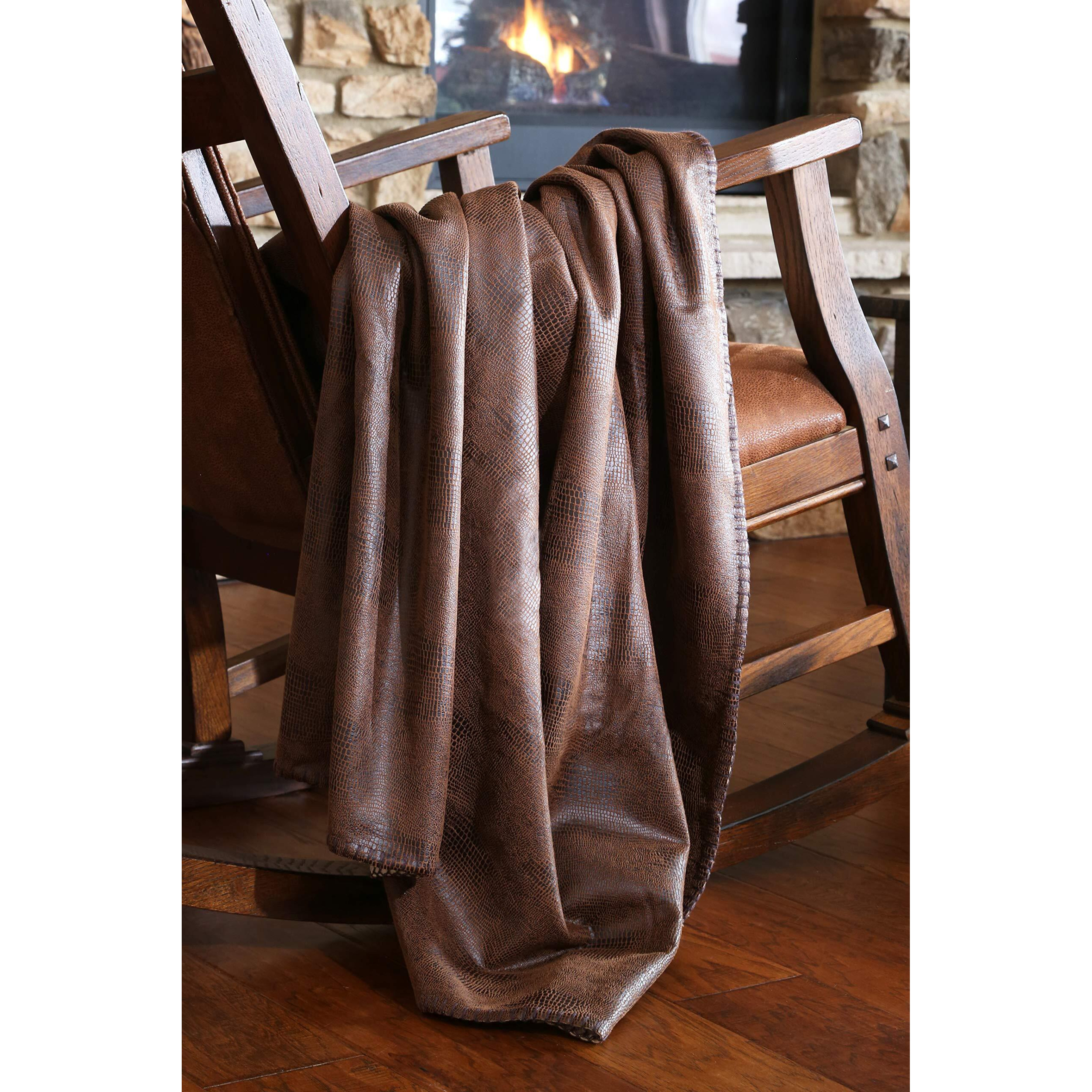 Carstens, Inc Wyoming Faux Leather Throw Blanket, One Size, Brown