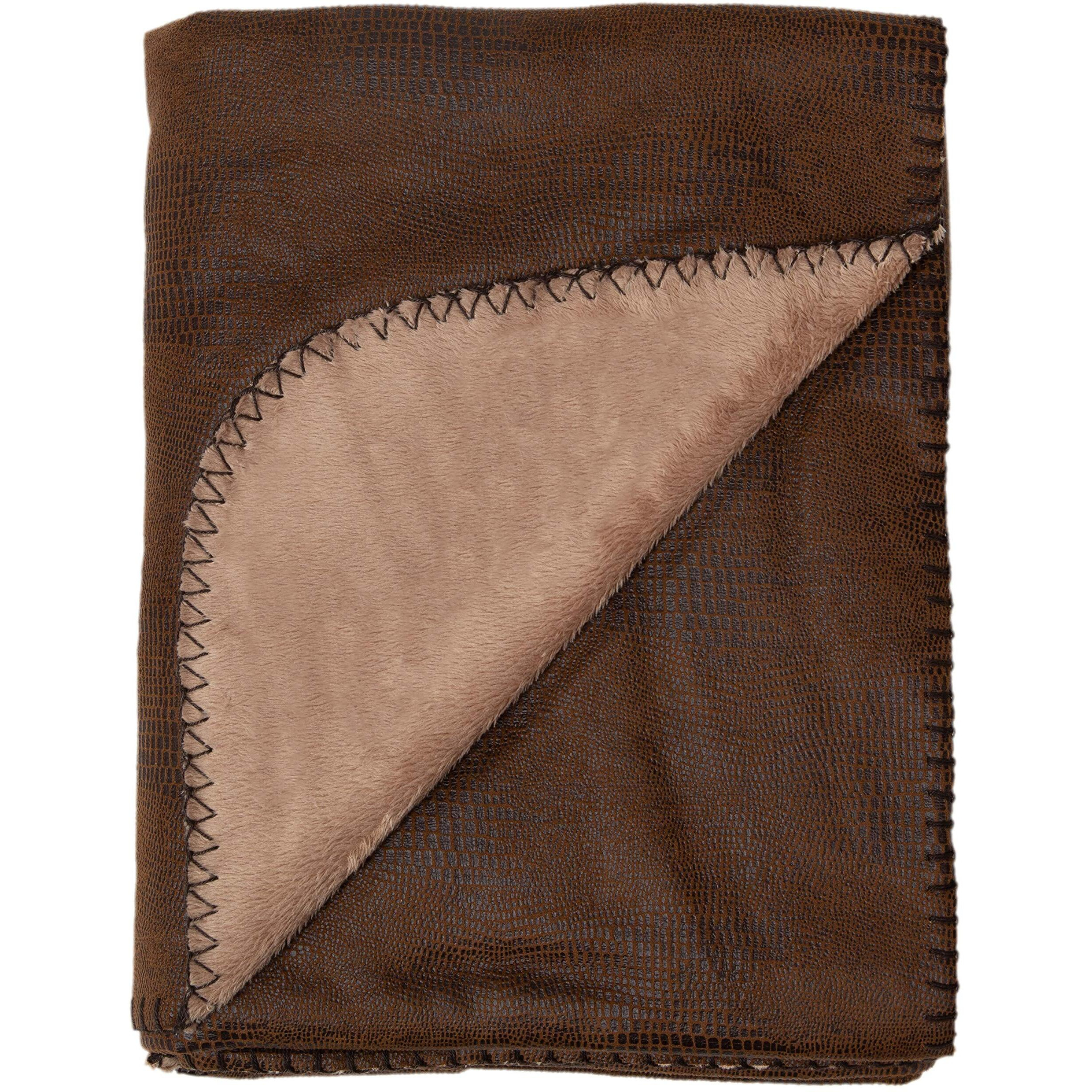 Carstens, Inc Wyoming Faux Leather Throw Blanket, One Size, Brown