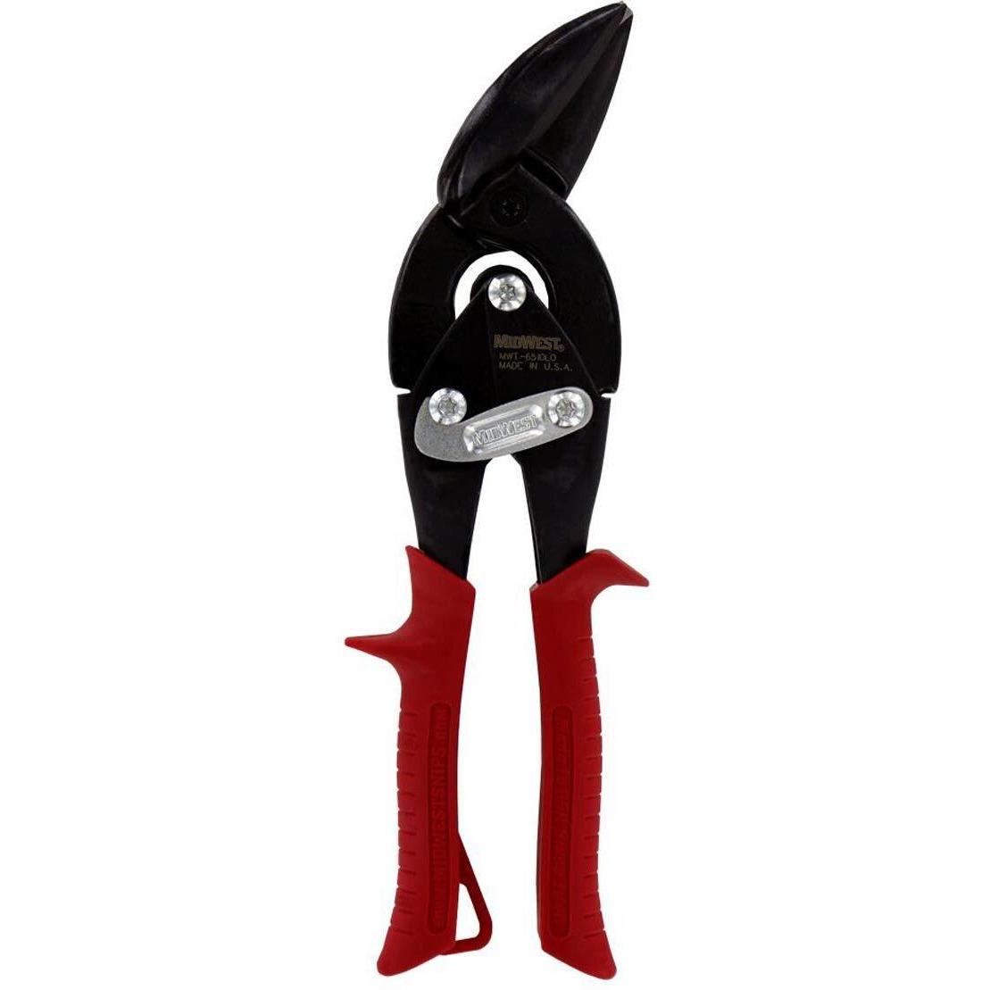 Midwest Blackout Series Aviation Snip - Left Cut Offset Tin Cutting Shears With Forged Blade & Kush'N-Power Comfort Grips - Mwt-6510Lo