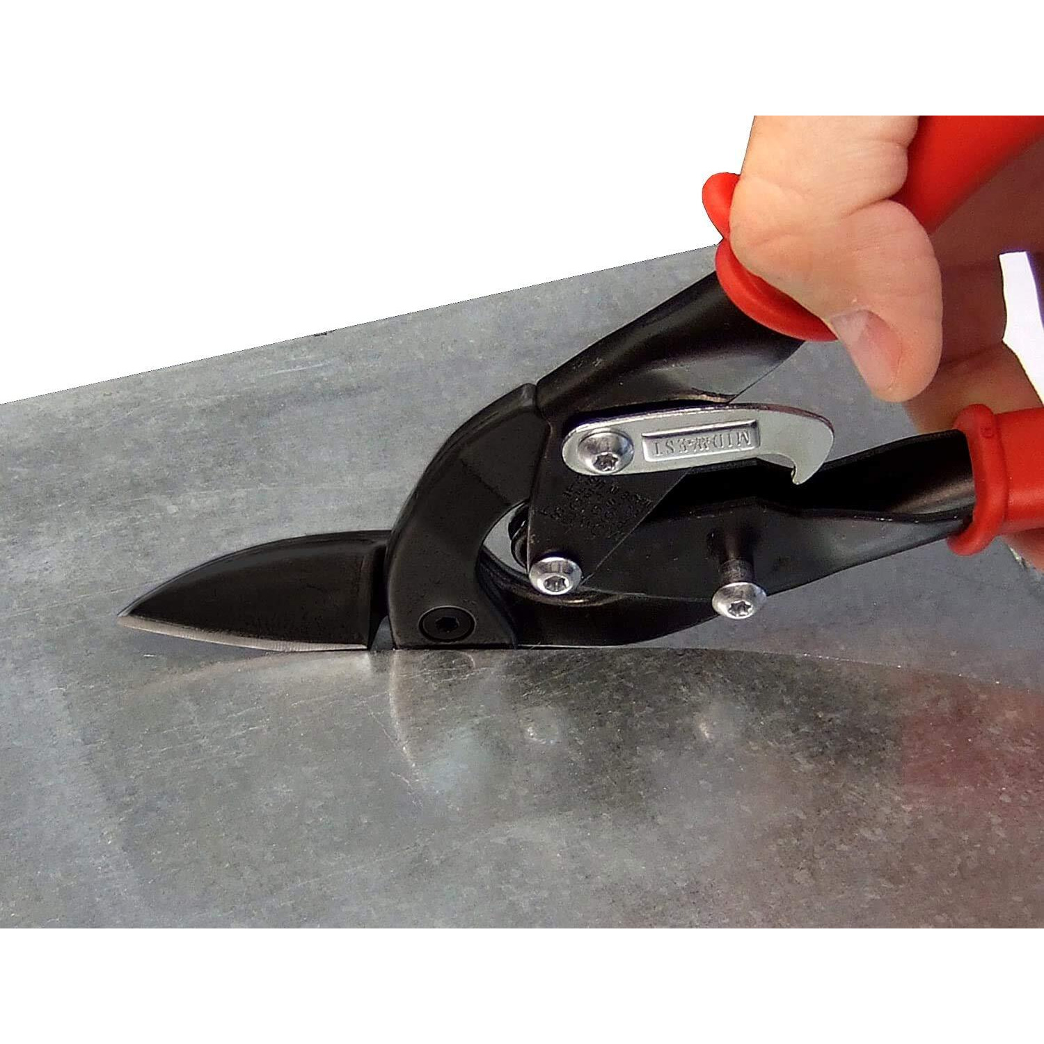 Midwest Blackout Series Aviation Snip - Left Cut Offset Tin Cutting Shears With Forged Blade & Kush'N-Power Comfort Grips - Mwt-6510Lo