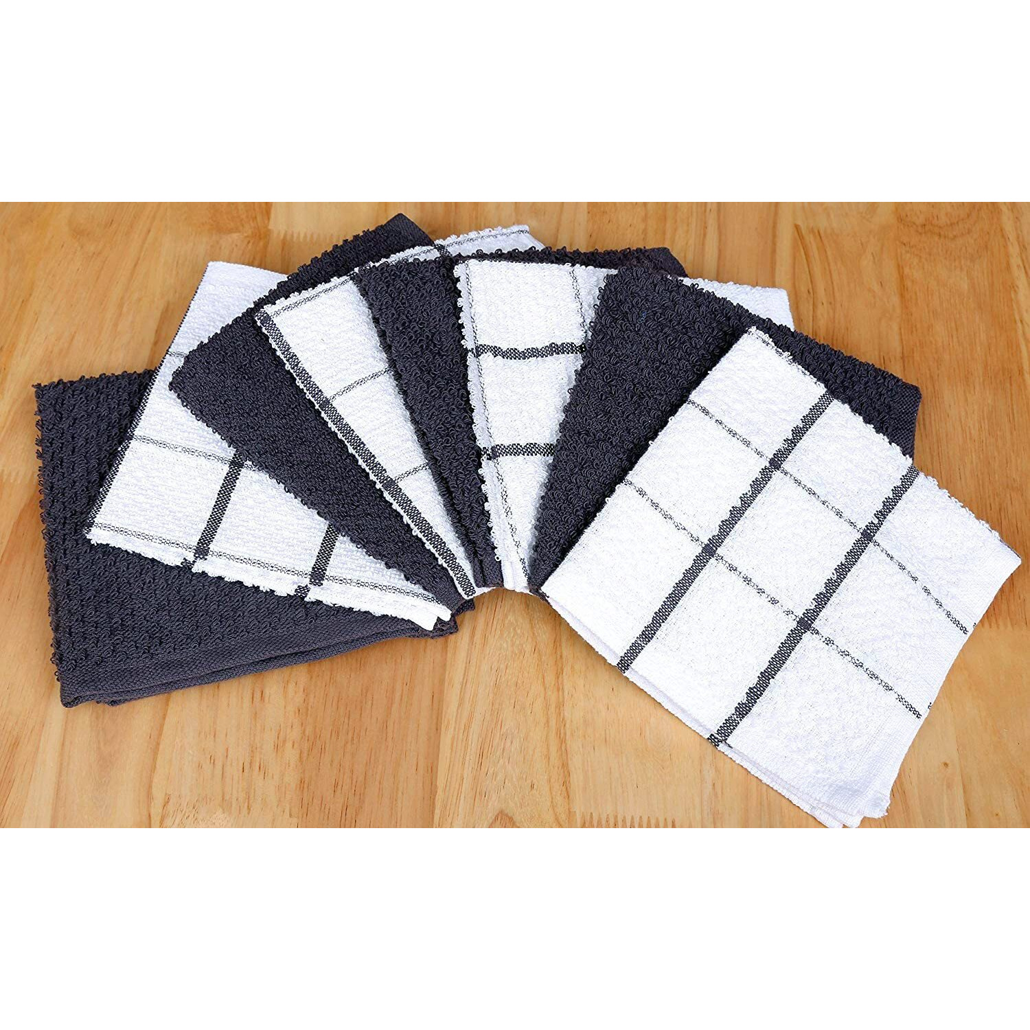 Amour Infini Terry Dish Cloths Set Of 8 Highly Absorbent Quick Dry Dish Rags Reusable Soft Cotton Dishcloths For Kitchen Cleaning & Drying Dishes (12X12 Inch - Dark Grey)