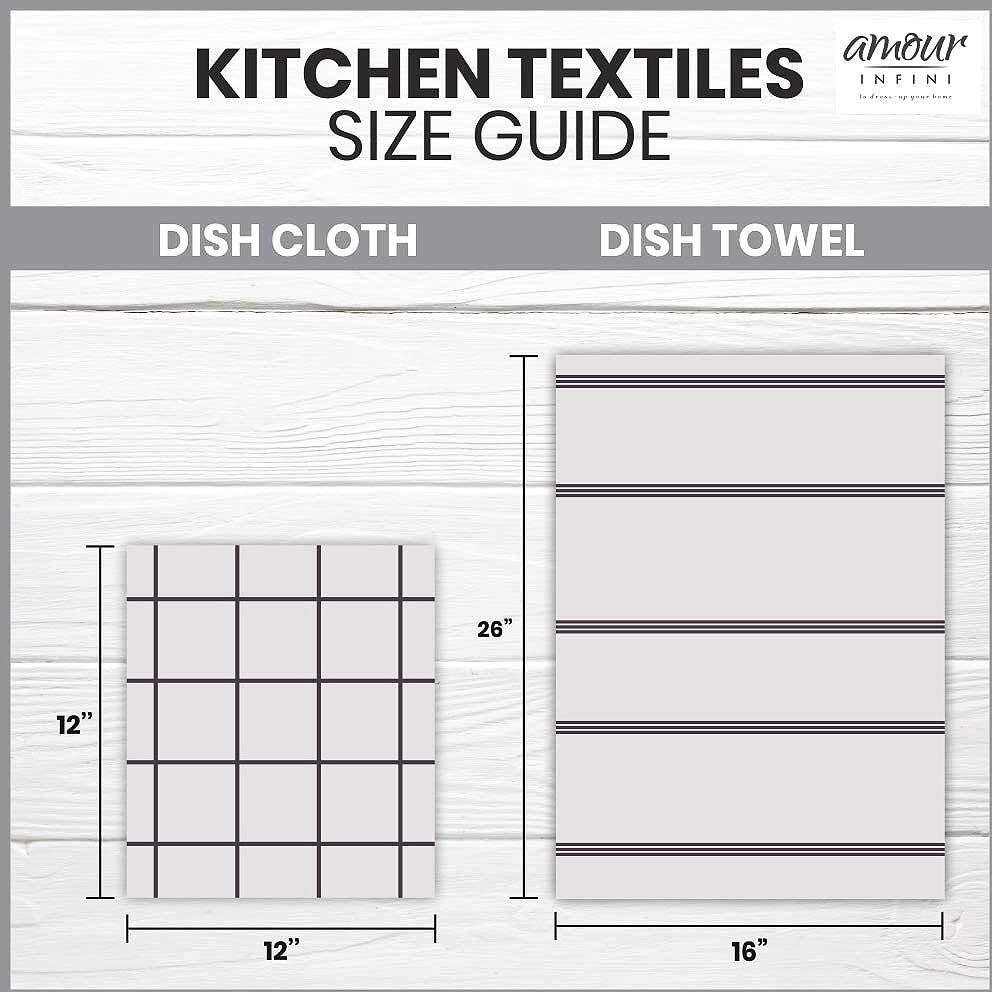 Amour Infini Terry Dish Cloths Set Of 8 Highly Absorbent Quick Dry Dish Rags Reusable Soft Cotton Dishcloths For Kitchen Cleaning & Drying Dishes (12X12 Inch - Dark Grey)