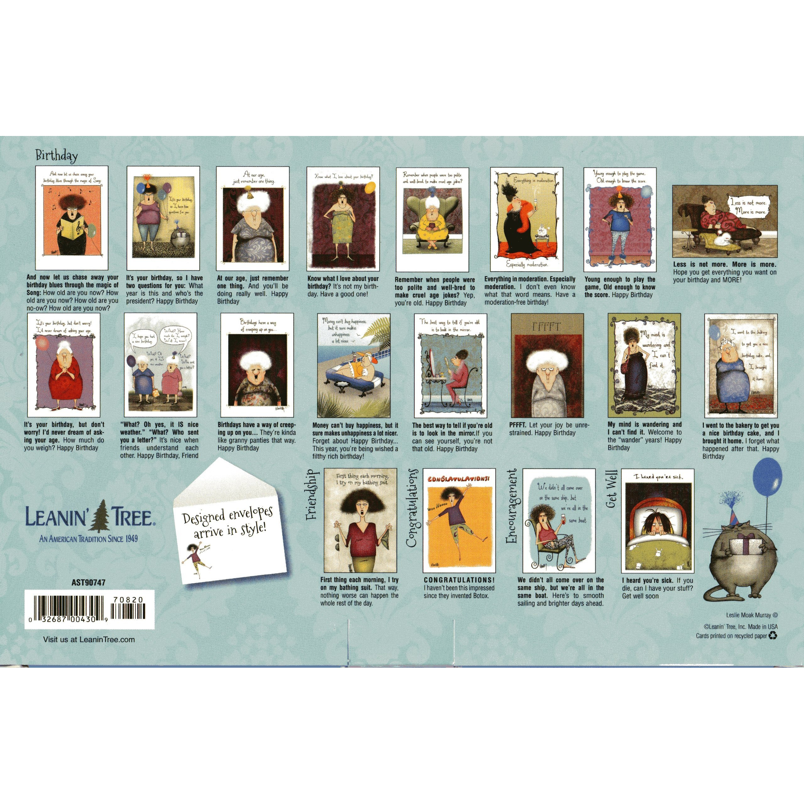 Leanin' Tree Greeting Cards - Laugh With Leslie By Leslie Moak Murray - 20 Greeting Cards With Full-Color Interiors And Designed Envelopes