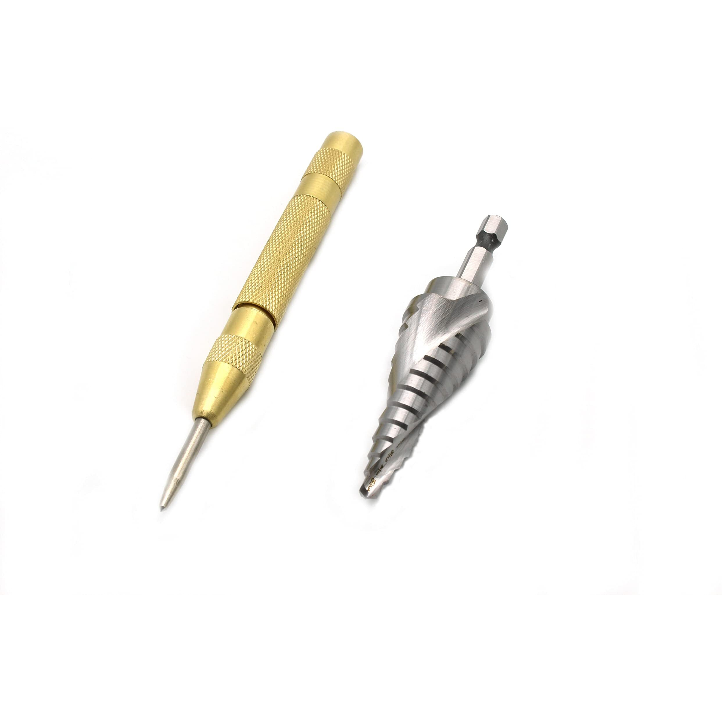 Temo M35 Cobalt Spiral Flute 12 Size Step Drill 3/16 Inch To 7/8 Inch Plus Auto Center Punch Set