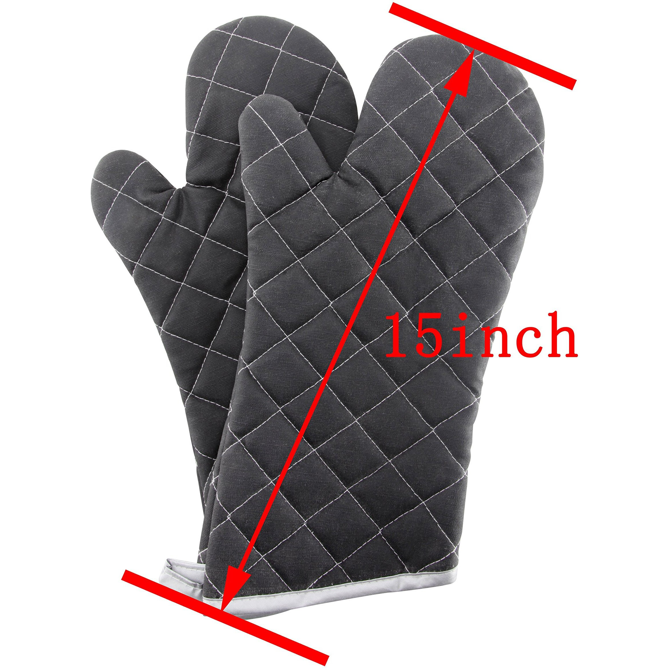 Oven Mitts Flame Retardant Mitts Heat Resistant To 425 F 15 Inch Black Color 2-Pack