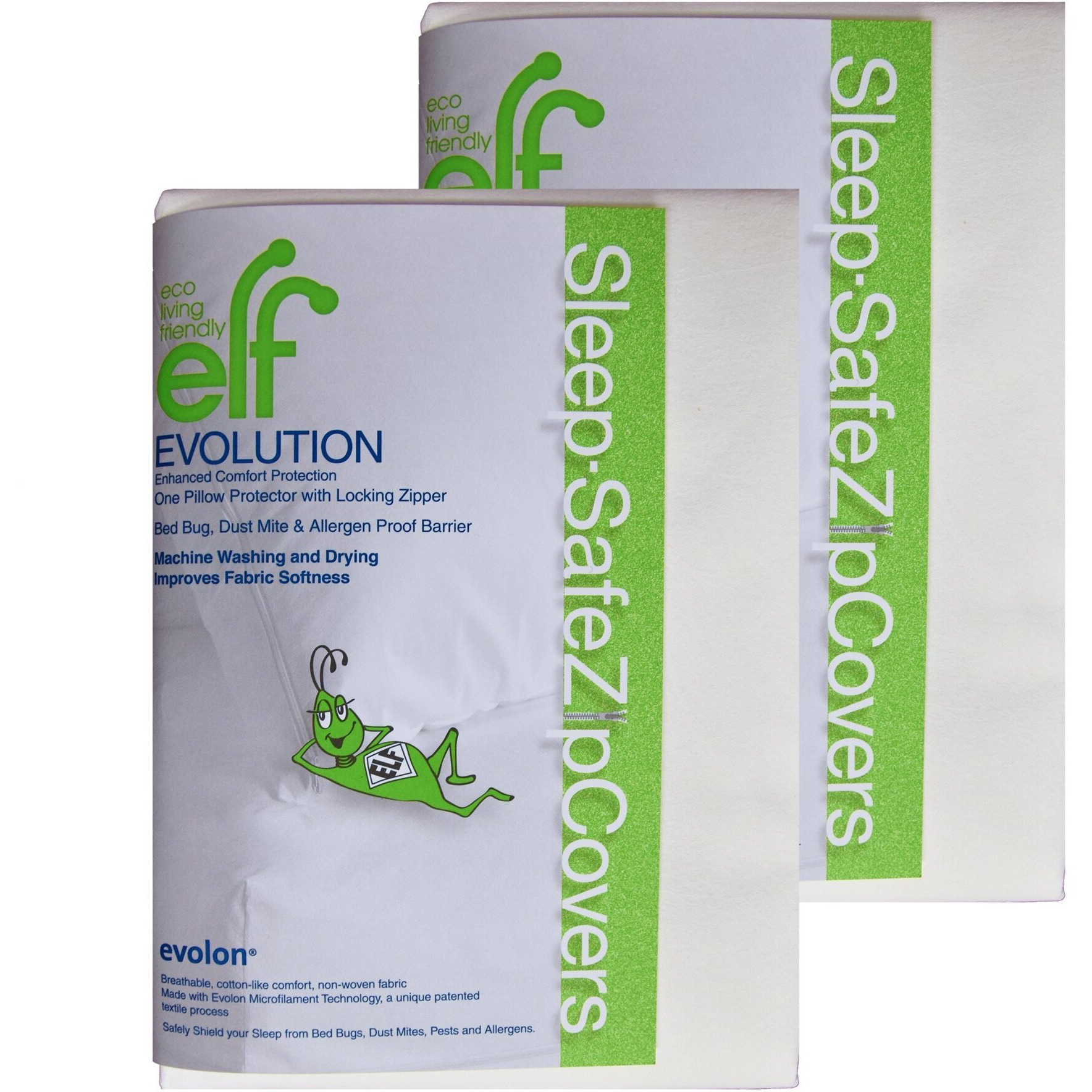 Eco Living Friendly Evolon Pillow Protector | 2 Pack King Zippered Encasement | Sleep Safe Zipper Cover