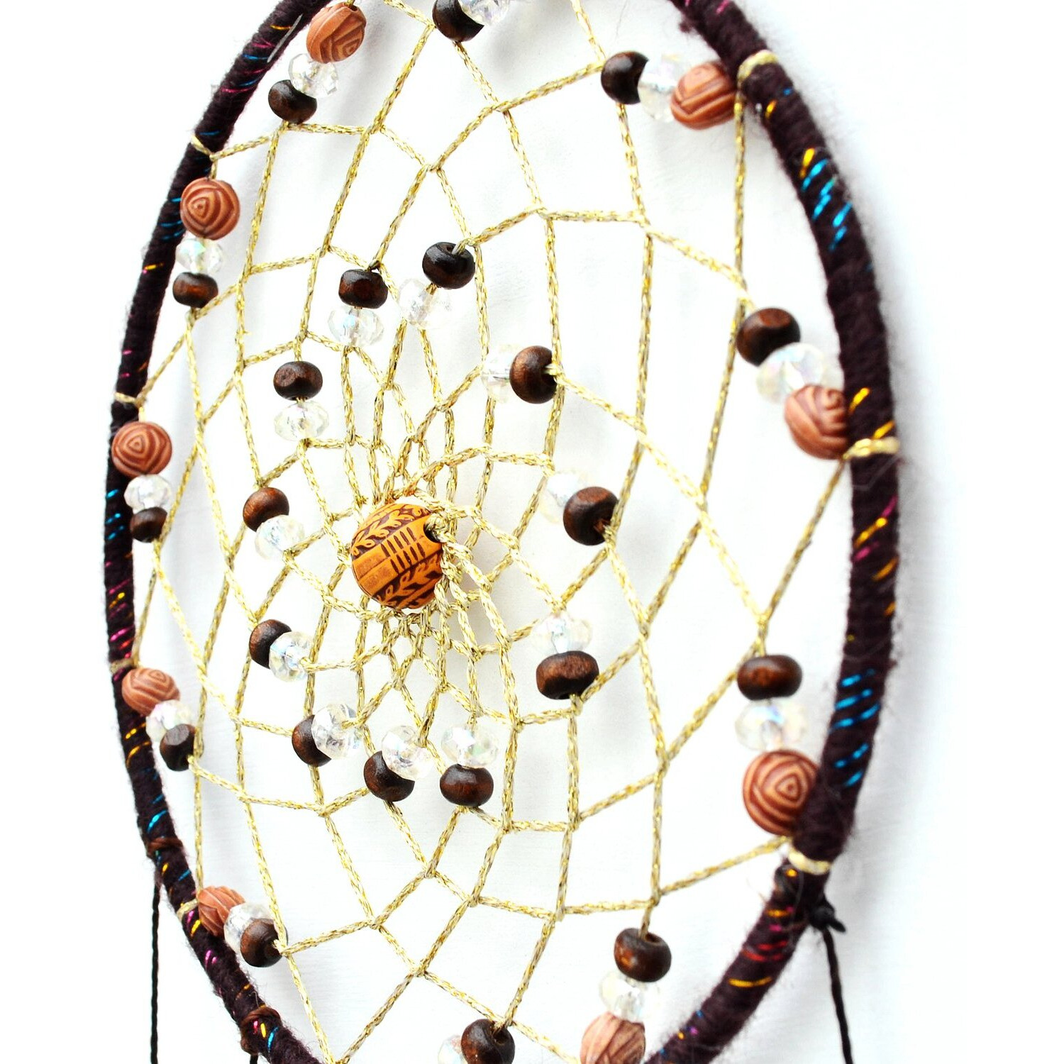Urdeoms Brown Dream Catchers Tree Of Life Boho Dreamcatcher For Bedroom Adult With Feathers And Citrine Crystal Wall Hanging Decor For Home Festival Blessing Gifts 18"" Length (No.11)