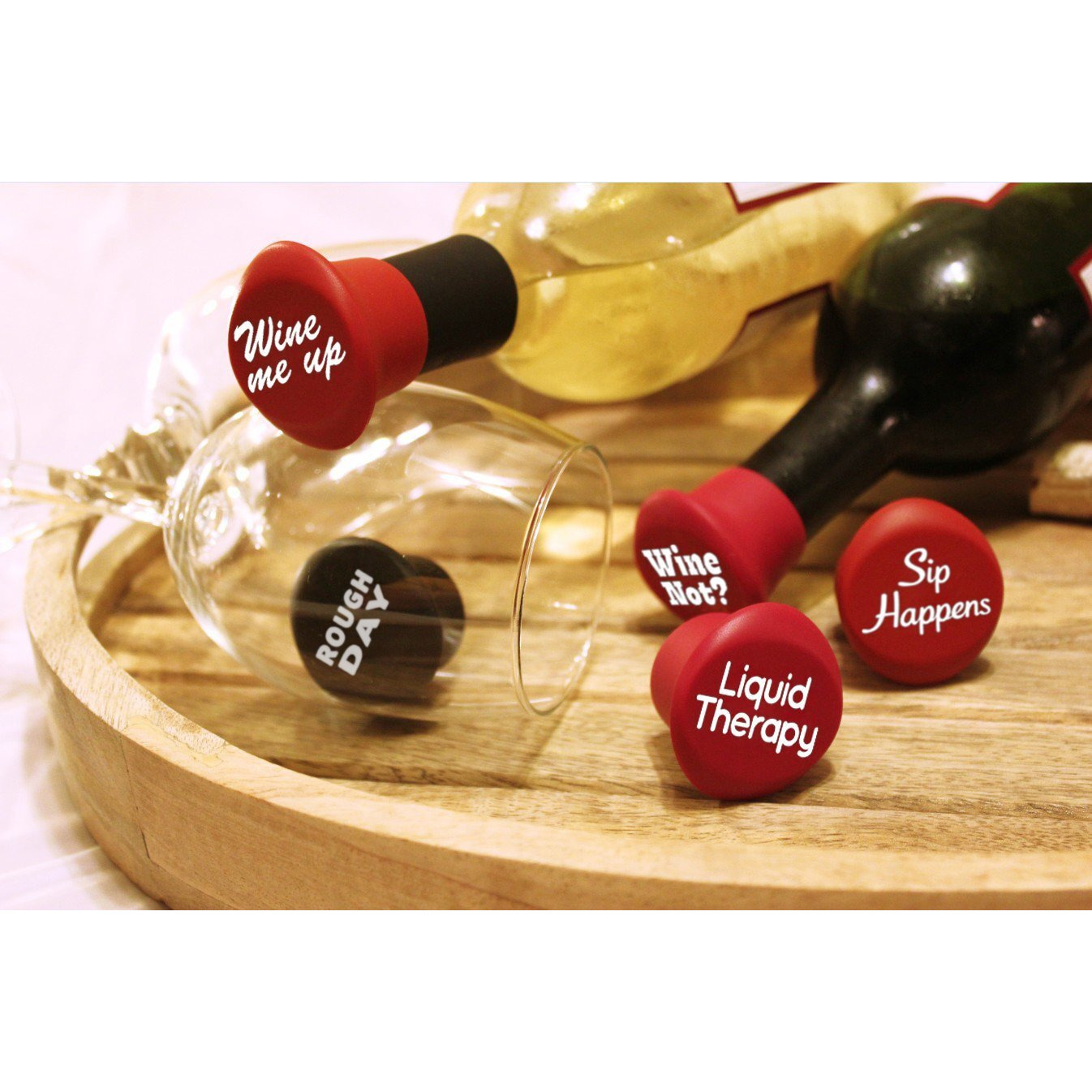 5 Funny Wine Stoppers - Perfect As Wine Accessories Or Wine Gifts For Women - Set Of 5 Funny Silicone Wine Bottle Stopper. Better Than Wine Corks.
