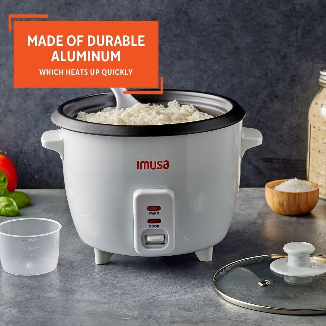 Imusa Usa Gau-00012 Electric Nonstick Rice Cooker 5-Cup (Uncooked) 10-Cup (Cooked), White