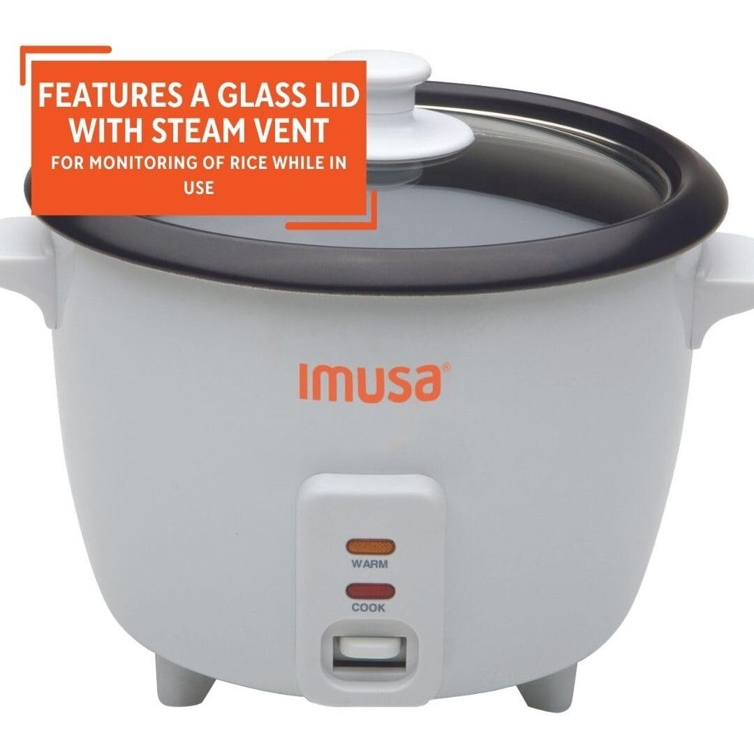 Imusa Usa Gau-00012 Electric Nonstick Rice Cooker 5-Cup (Uncooked) 10-Cup (Cooked), White