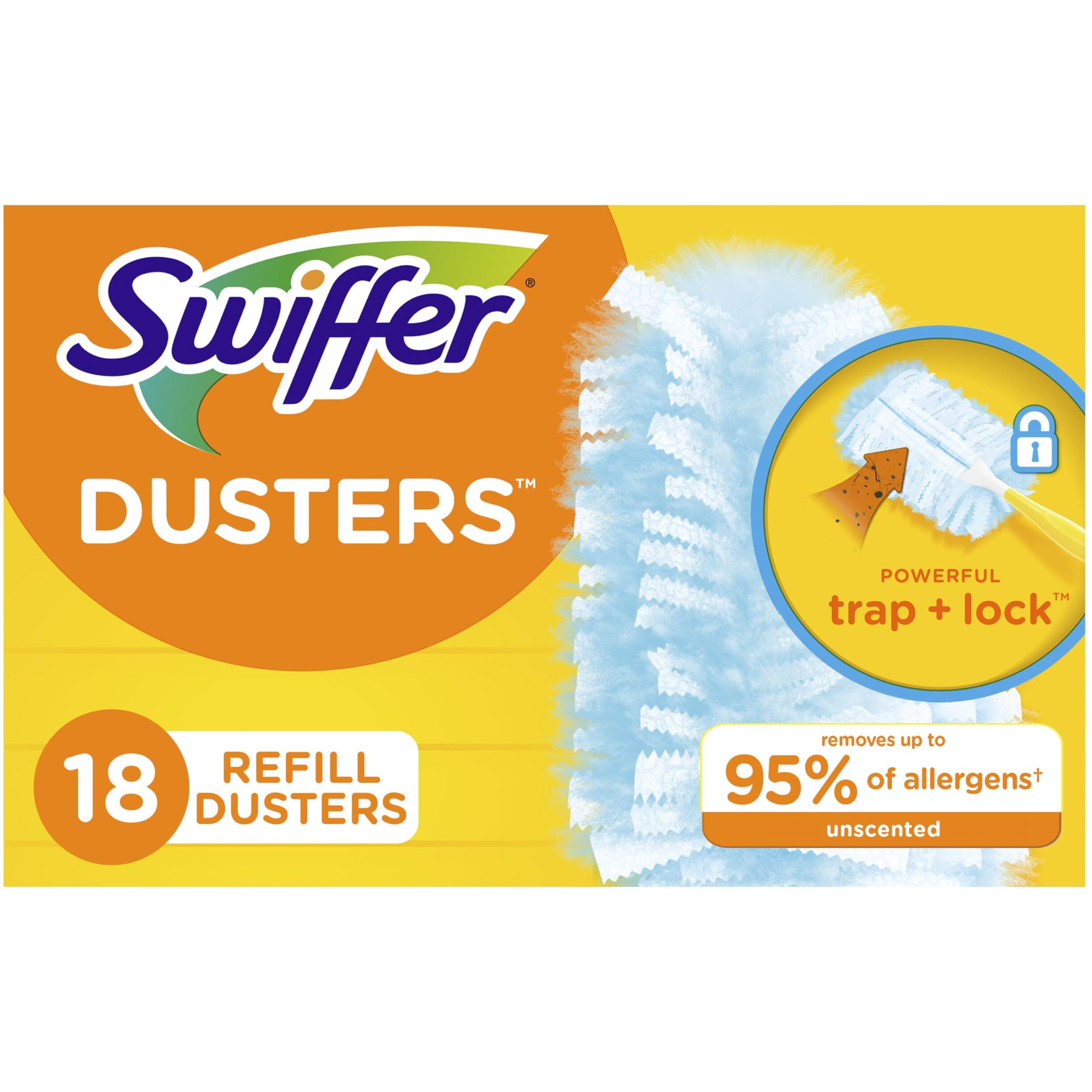 Swiffer Feather Dusters Multi-Surface Duster Refills, Bamboo, White, 18 Count