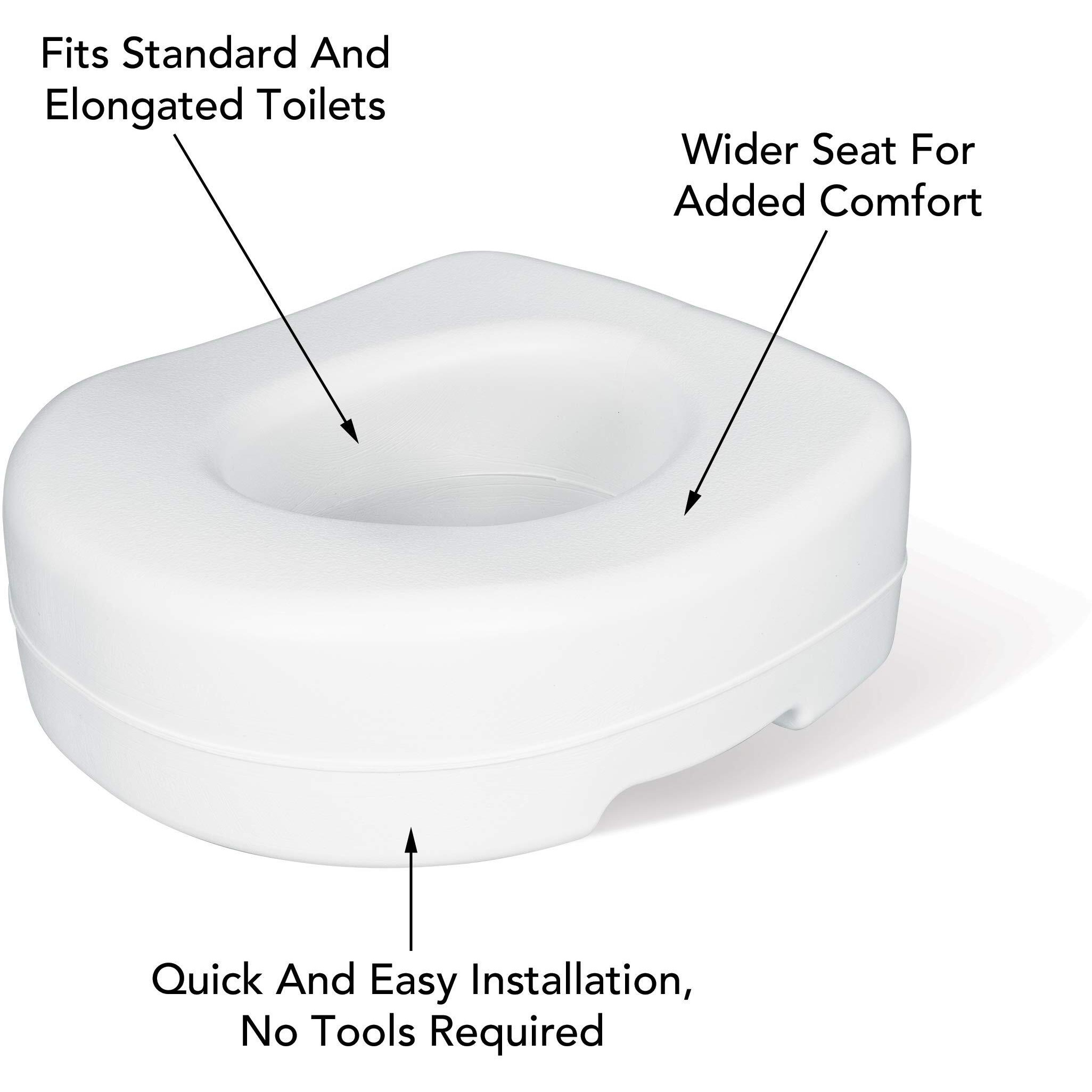 Carex Toilet Seat Riser - Adds 5.5 Inch Of Toilet Height - Raised Toilet Seat With 300 Pound Weight Capacity, Slip-Resistant, Toilet Riser, Elevated Toilet Seat