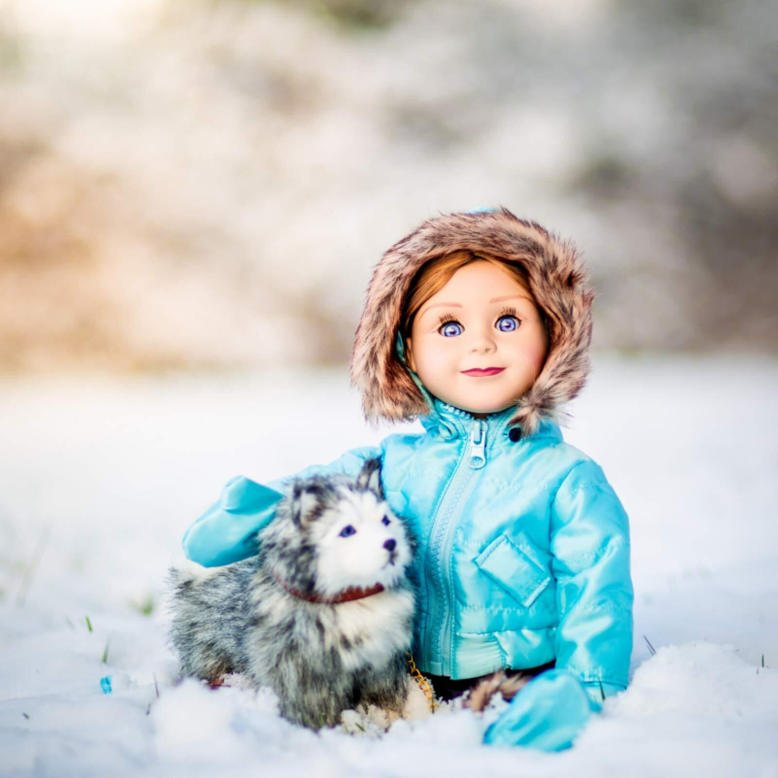 The Queen's Treasures 18 Inch Doll Clothes, Complete Ski Wear Outfit, 6 Piece Zippered Blue Jacket, Pants, Gloves, And Boots Too, Compatible For Use With American Girl Dolls. Doll Not Included