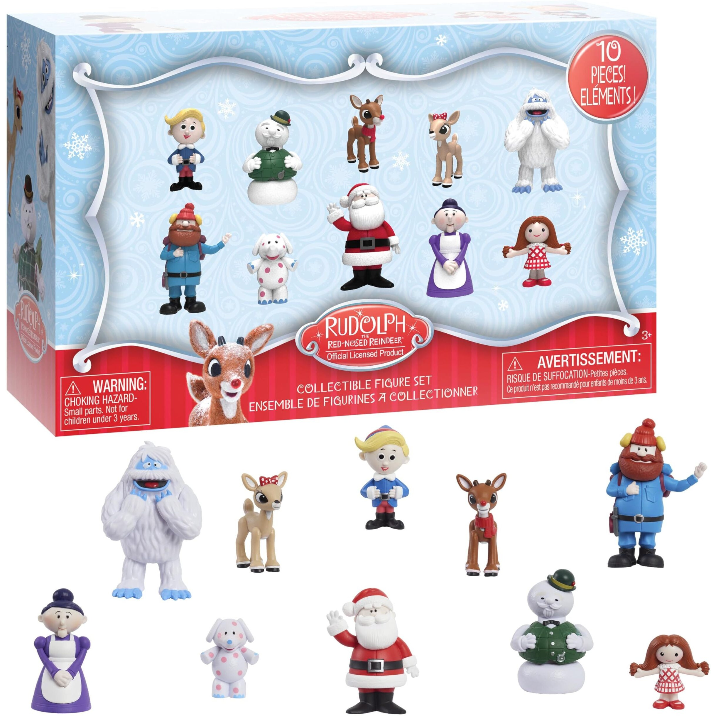 Just Play Rudolph The Red-Nosed Reindeer Figure Set, 10-Piece Figure Set, Kids Toys For Ages 3 Up