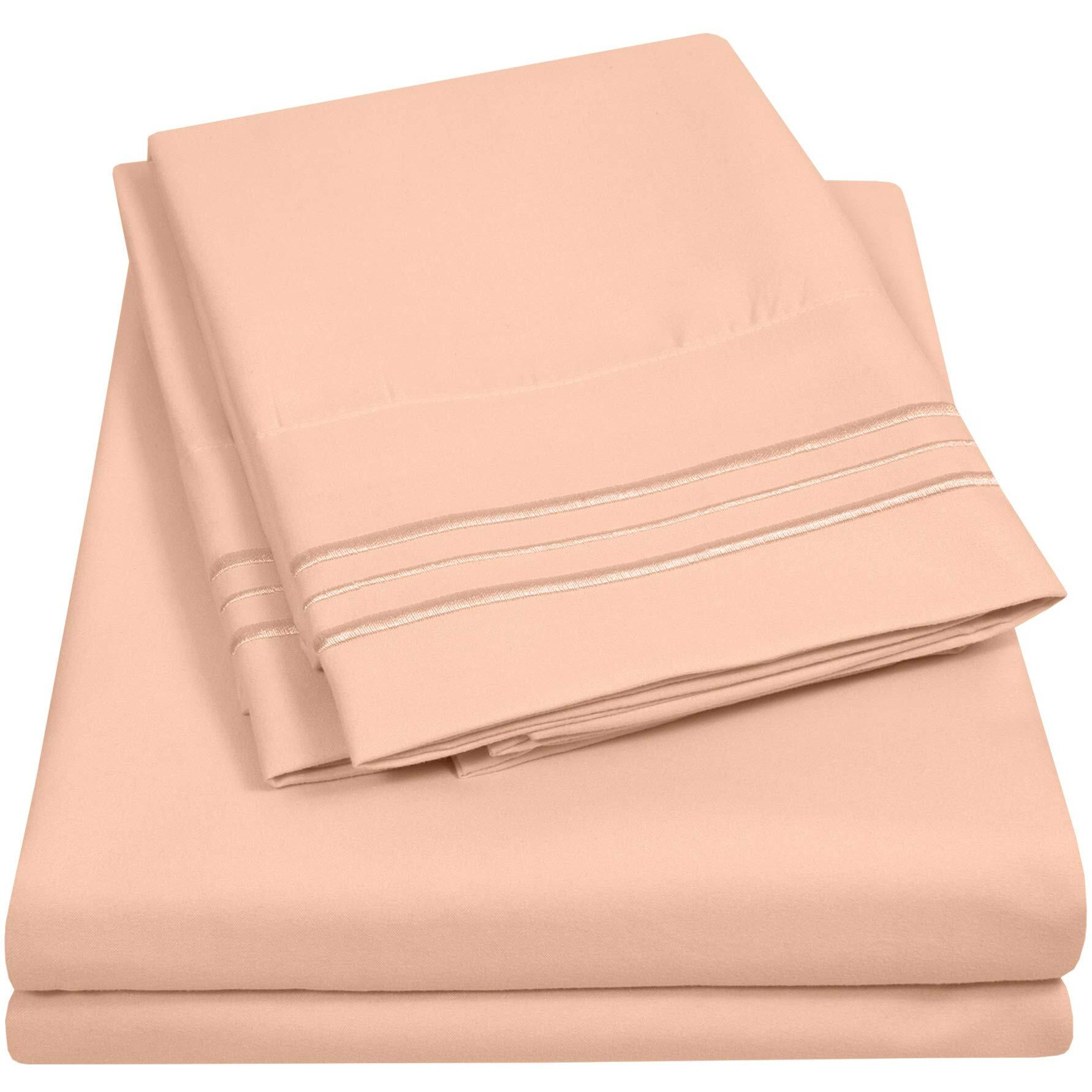 1500 Supreme Collection Queen Sheet Sets Peach - Luxury Hotel Bed Sheets And Pillowcase Set For Queen Mattress - Extra Soft, Elastic Corner Straps, Deep Pocket Sheets, Queen Peach
