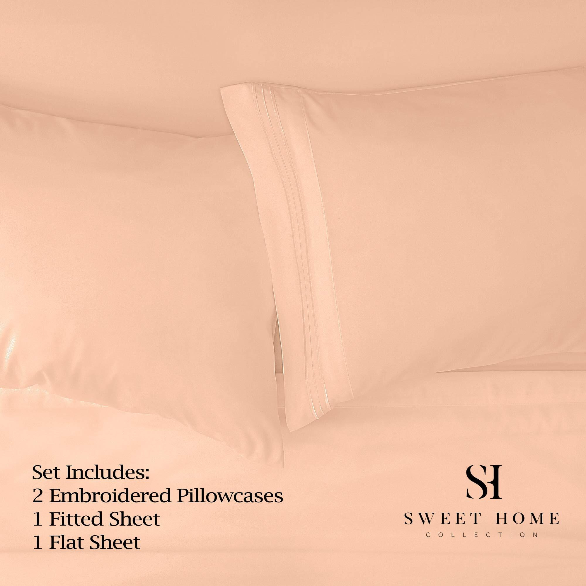 1500 Supreme Collection Queen Sheet Sets Peach - Luxury Hotel Bed Sheets And Pillowcase Set For Queen Mattress - Extra Soft, Elastic Corner Straps, Deep Pocket Sheets, Queen Peach