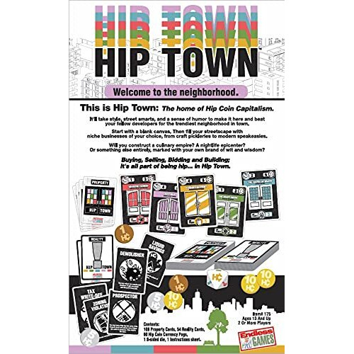 Hip Town, Fun And Fast Paced Game Of Trading, Bidding And Building To Create Hippest Neighborhood In Hiptown - 2 Or More Players Ages 13 & Up