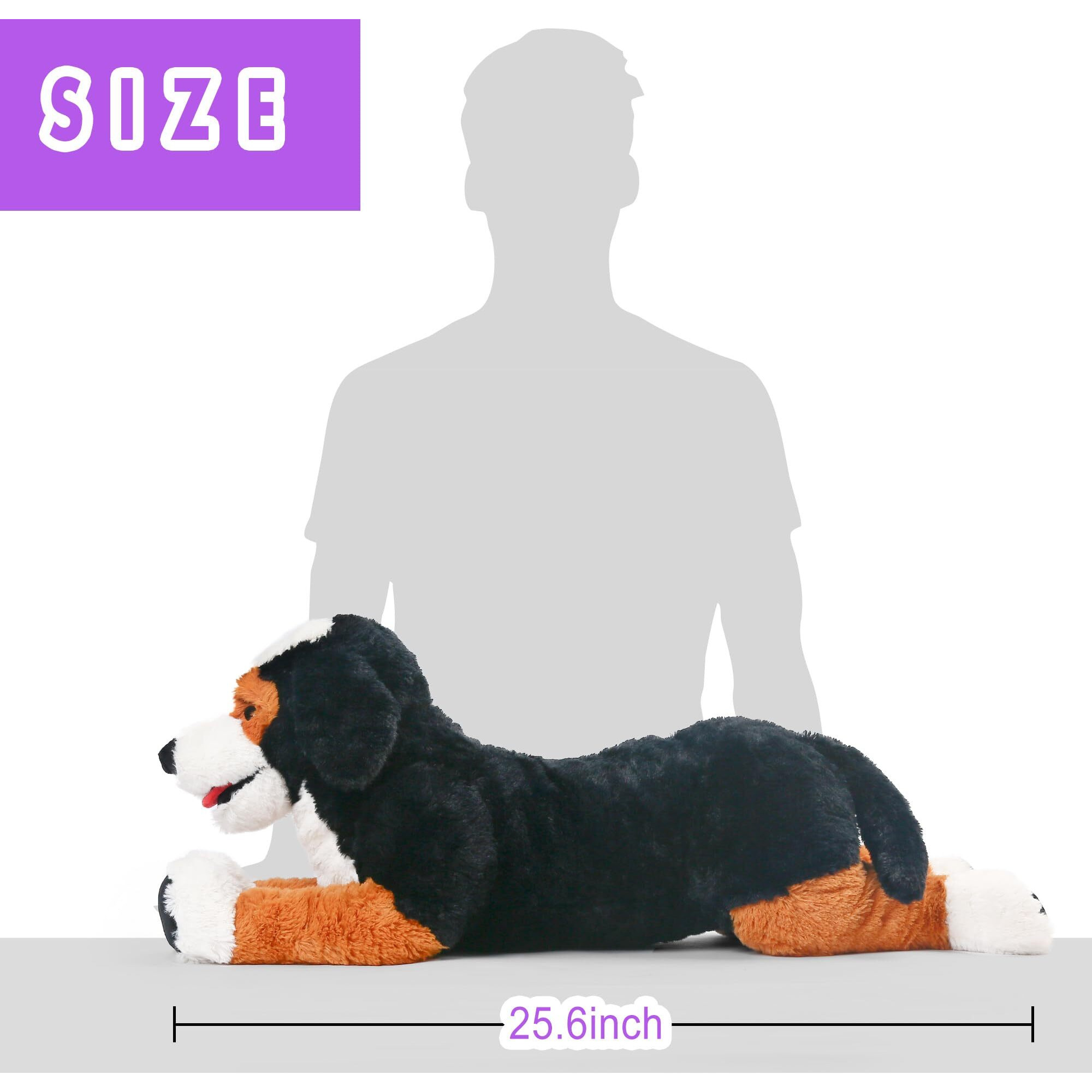Lotfancy Dog Stuffed Animal, 26 Inch Large Bernese Mountain Dog Plush Toy, Tricolor Dog Toy, Realistic, Cute Plushies Gifts, Easter Decorations