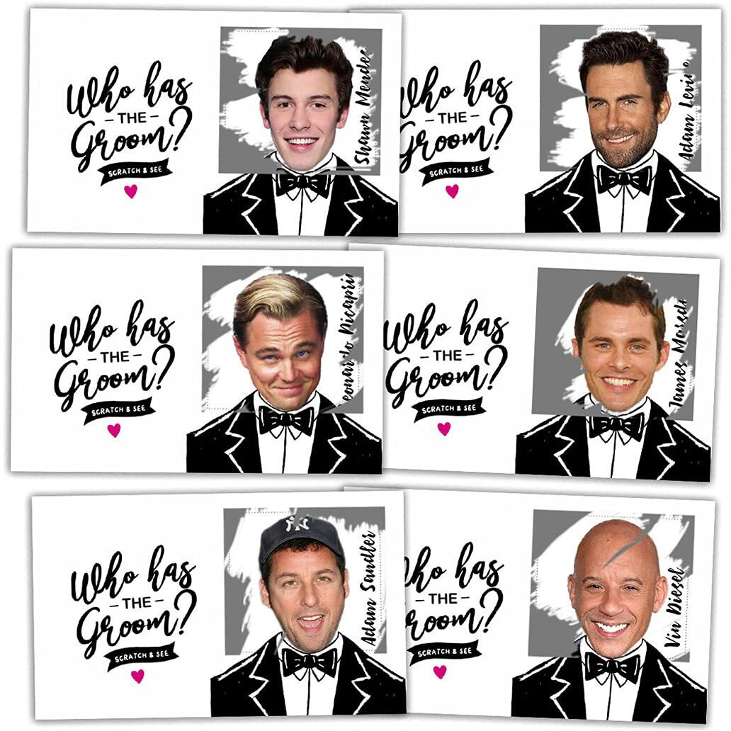 Bridal Shower Games - Who Has The Groom Scratch Off Celebrity Cards, Bachelorette Party Games Supplies - 36 Cards(Xl01-Baica) White