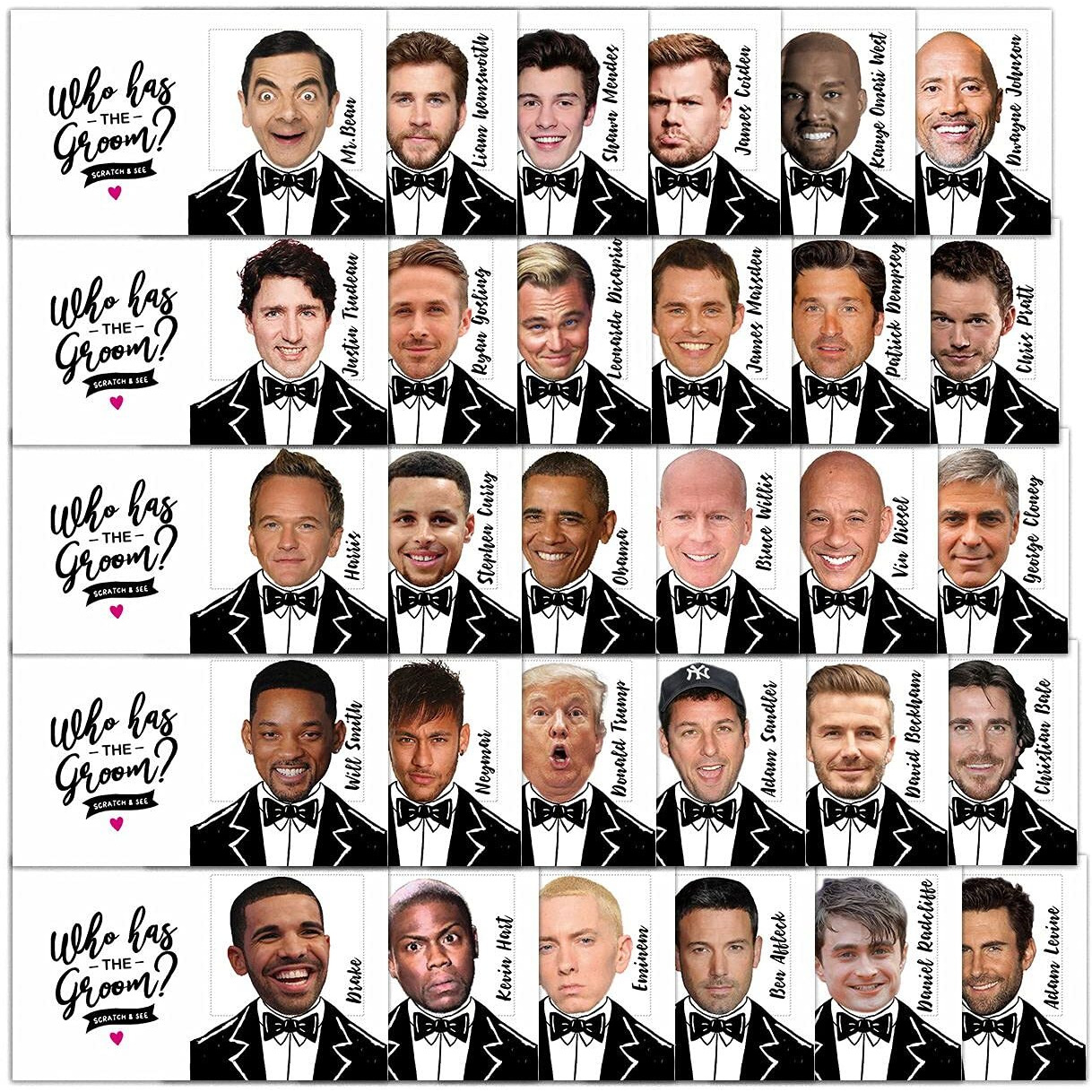 Bridal Shower Games - Who Has The Groom Scratch Off Celebrity Cards, Bachelorette Party Games Supplies - 36 Cards(Xl01-Baica) White