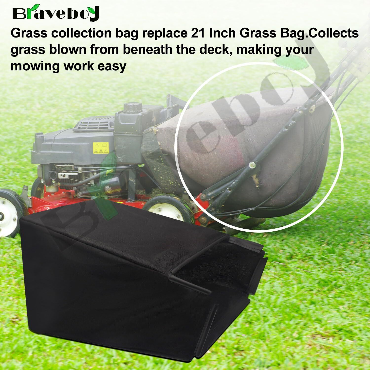 964-04007A 664-04007 Grass Bag - By Braveboy, Compatible With Mtd 21"" Lawn Mower Grass Collection Bag 664-04011 664-04027 664-04034 & More - (Without Grass Catcher Frame)