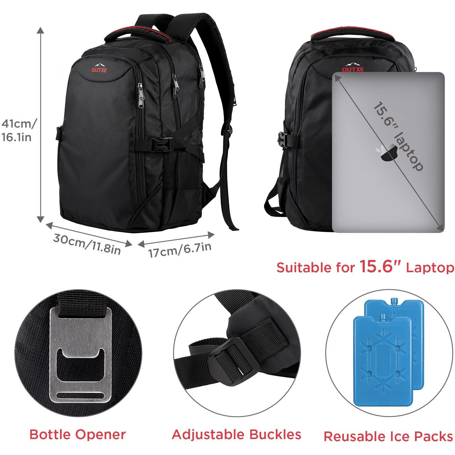 Outxe Cooler Backpack 22L Insulated Cooler Bag For 15.6"" Laptop Lunch Backpack For Work Daily Backpack