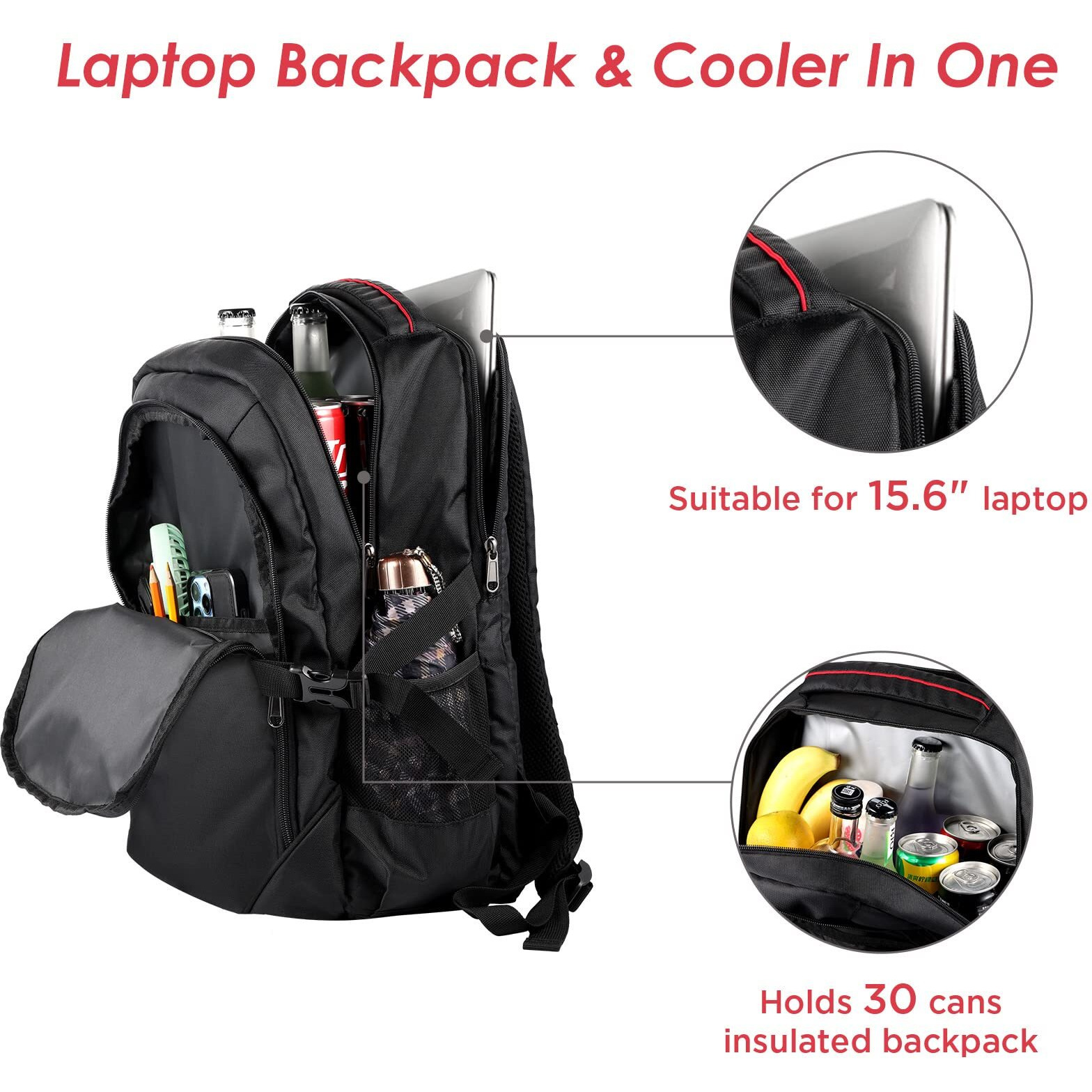Outxe Cooler Backpack 22L Insulated Cooler Bag For 15.6"" Laptop Lunch Backpack For Work Daily Backpack