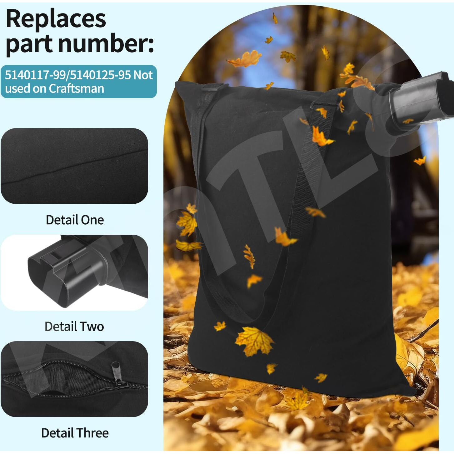 5140125-95 Leaf Blower Vacuum Vac Shoulder Bag - Compatible With Black & Decker Replaces 5140117-99, Fits Bv2900 Bv3100