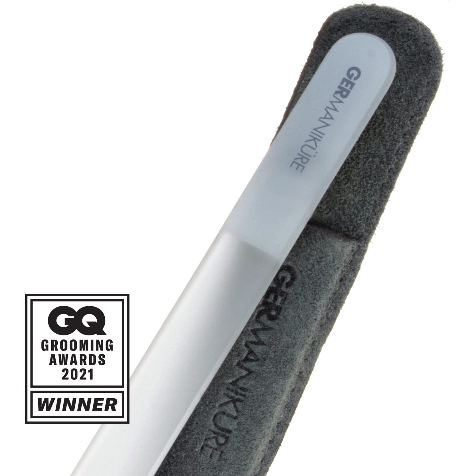 Germanikure Mantra Glass Nail File In Suede Case, Ethically Made In Czech Republic - Professional Manicure & Pedicure Tools For Smooth Easy Shaping Of Natural Fingernails