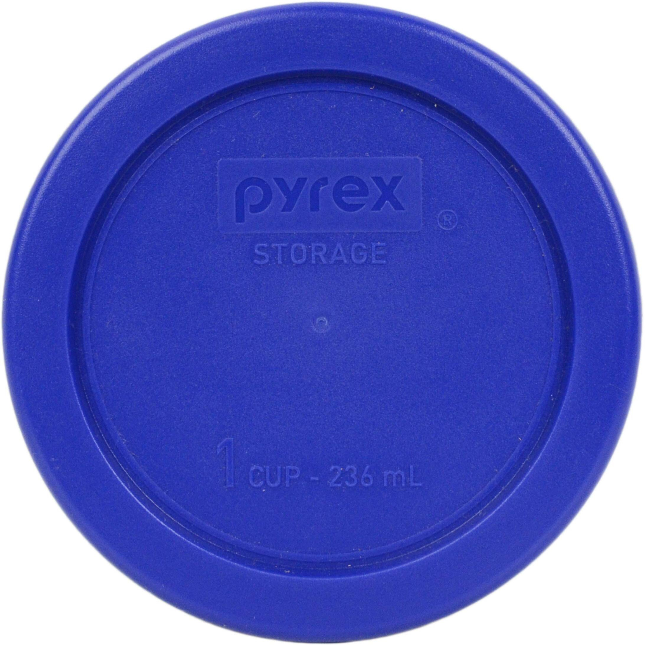 Pyrex (2) 7402-Pc 6/7 Cup Blue, (2) 7201-Pc 4 Cup Cadet Blue, (3) 7200-Pc 2 Cup Blue, (3) 7202-Pc 1 Cup Cadet Blue Replacement Food Storage Lids, Made In Usa