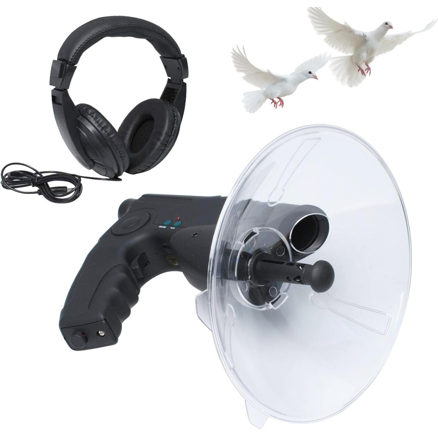 Podoy Bird Observing Listening Recording Device, Listening Device, Electronic Digital Device Sound Amplifier, Digital Recording Device Include Headphone, Visible Range Upto 300Ft Long Range
