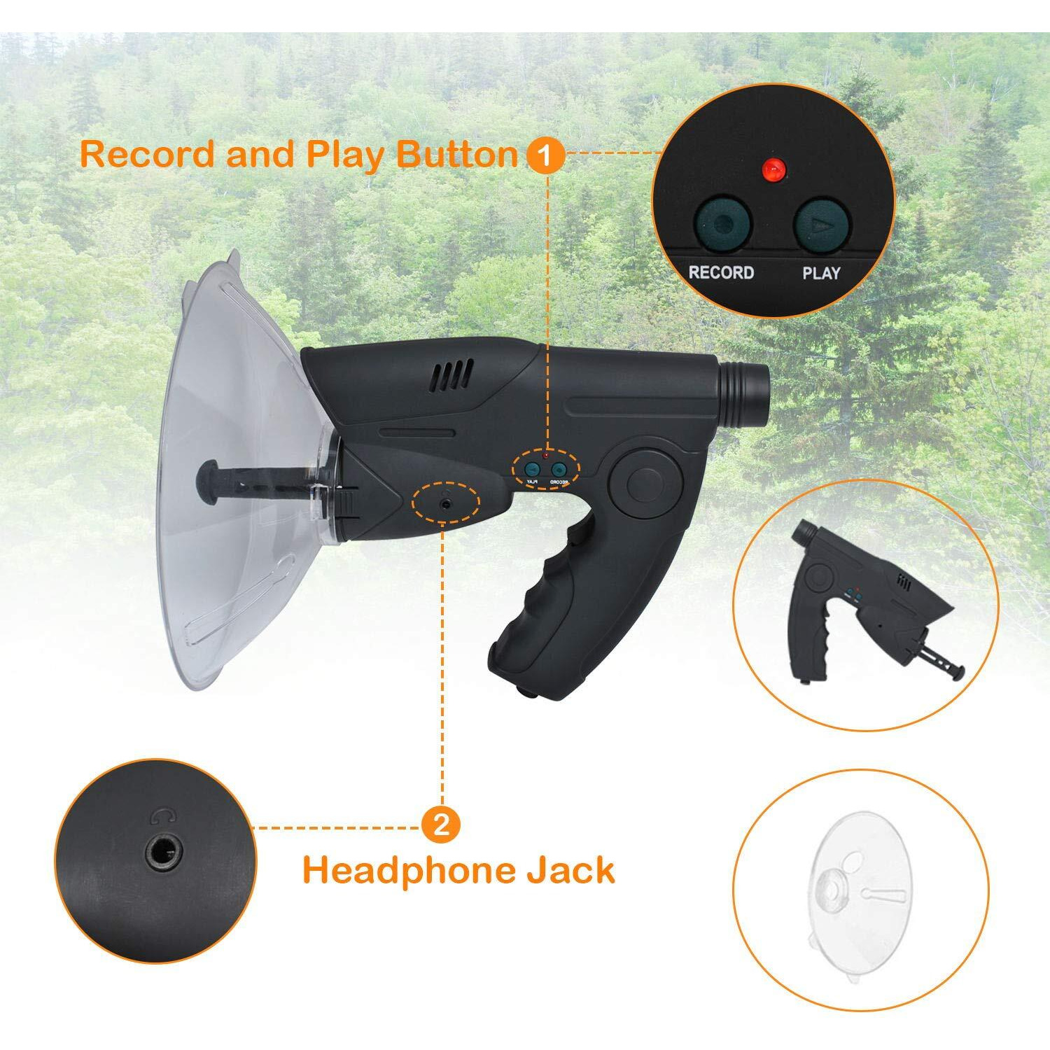 Podoy Bird Observing Listening Recording Device, Listening Device, Electronic Digital Device Sound Amplifier, Digital Recording Device Include Headphone, Visible Range Upto 300Ft Long Range