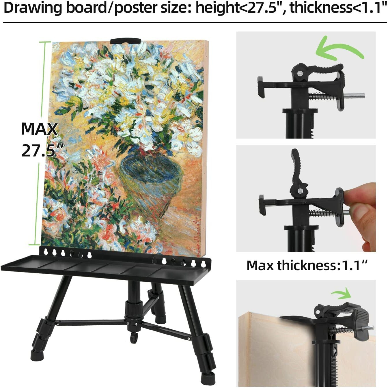 Newzeal Artist Easel Stand Painting Stand Art Easel, 20"&quotTo 61"" Art Easel For Painting Canvase & Displaying, Aluminum Adjustable Height Display Tripod With Portable Bag/Folding Keg/Apron.(Black)