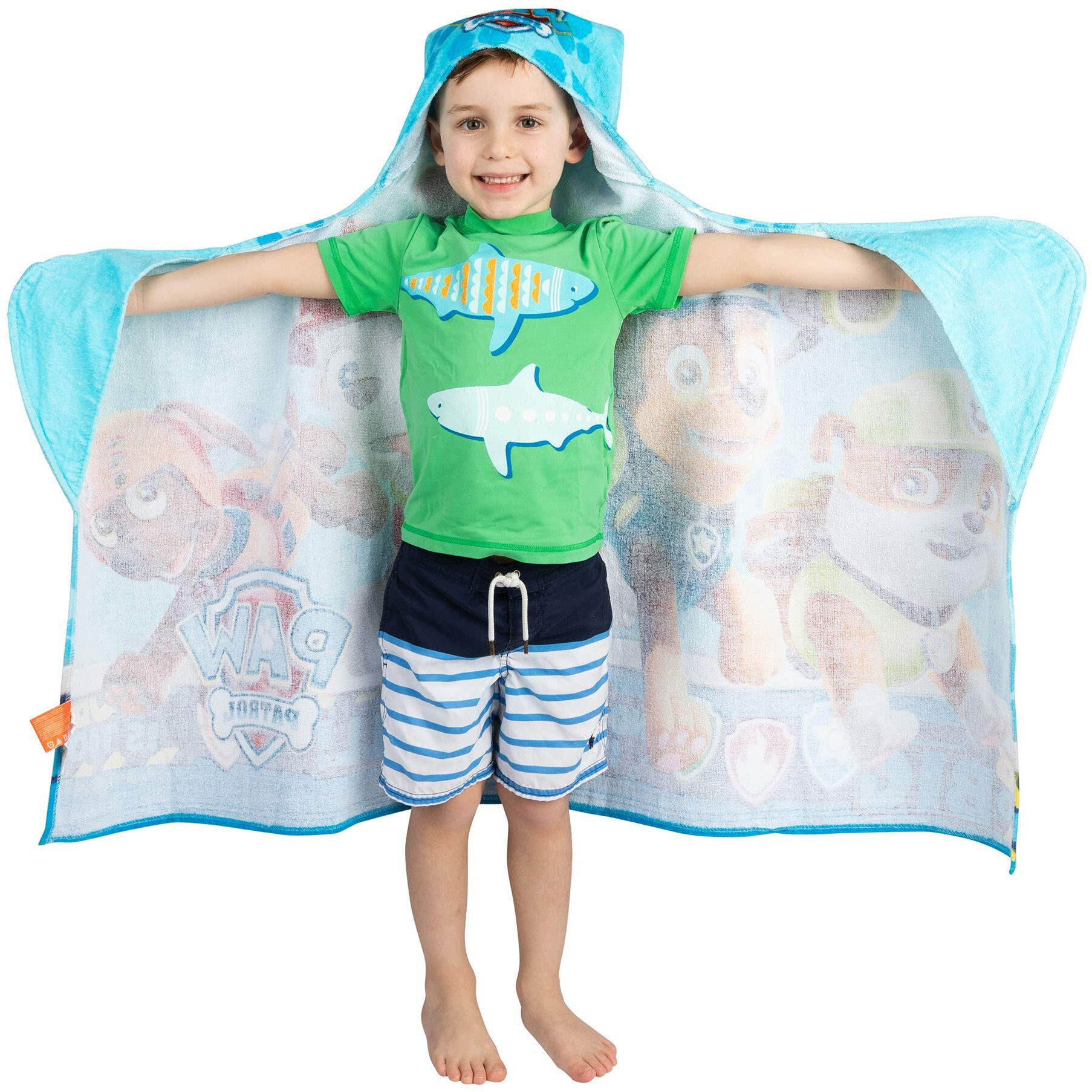 Franco Kids Bath And Beach Soft Cotton Terry Hooded Towel Wrap, 24"" X 50"", Paw Patrol Blue