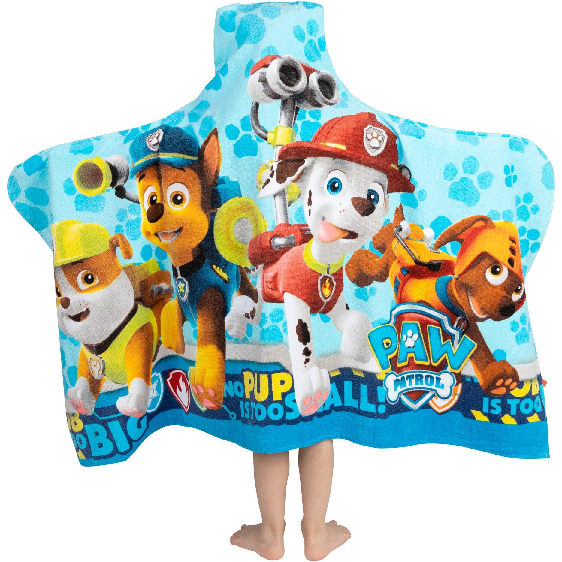 Franco Kids Bath And Beach Soft Cotton Terry Hooded Towel Wrap, 24"" X 50"", Paw Patrol Blue